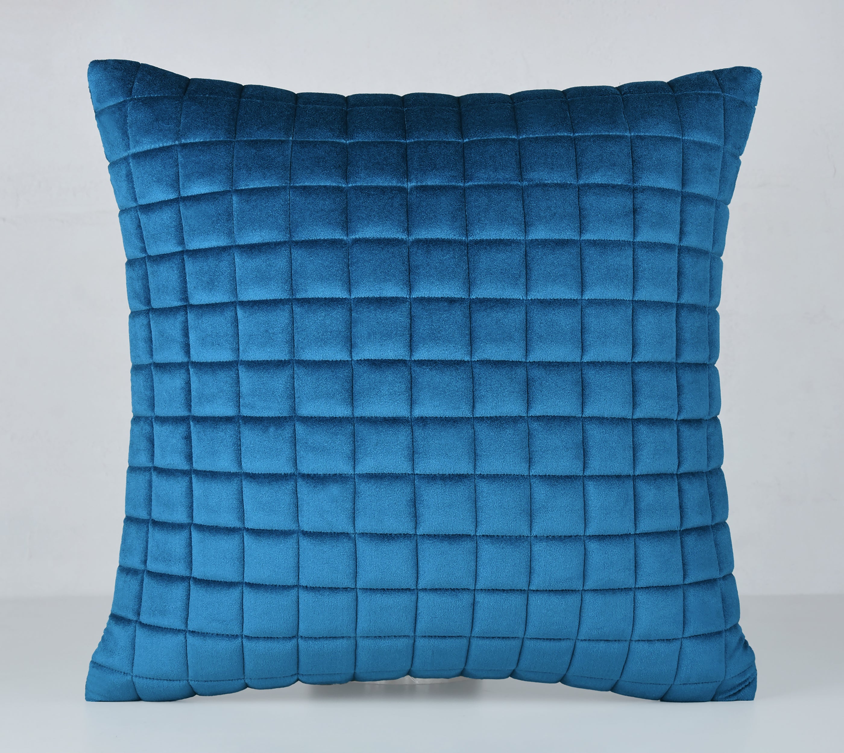 MATRIX Blue Quilted Velvet Cushion Cover