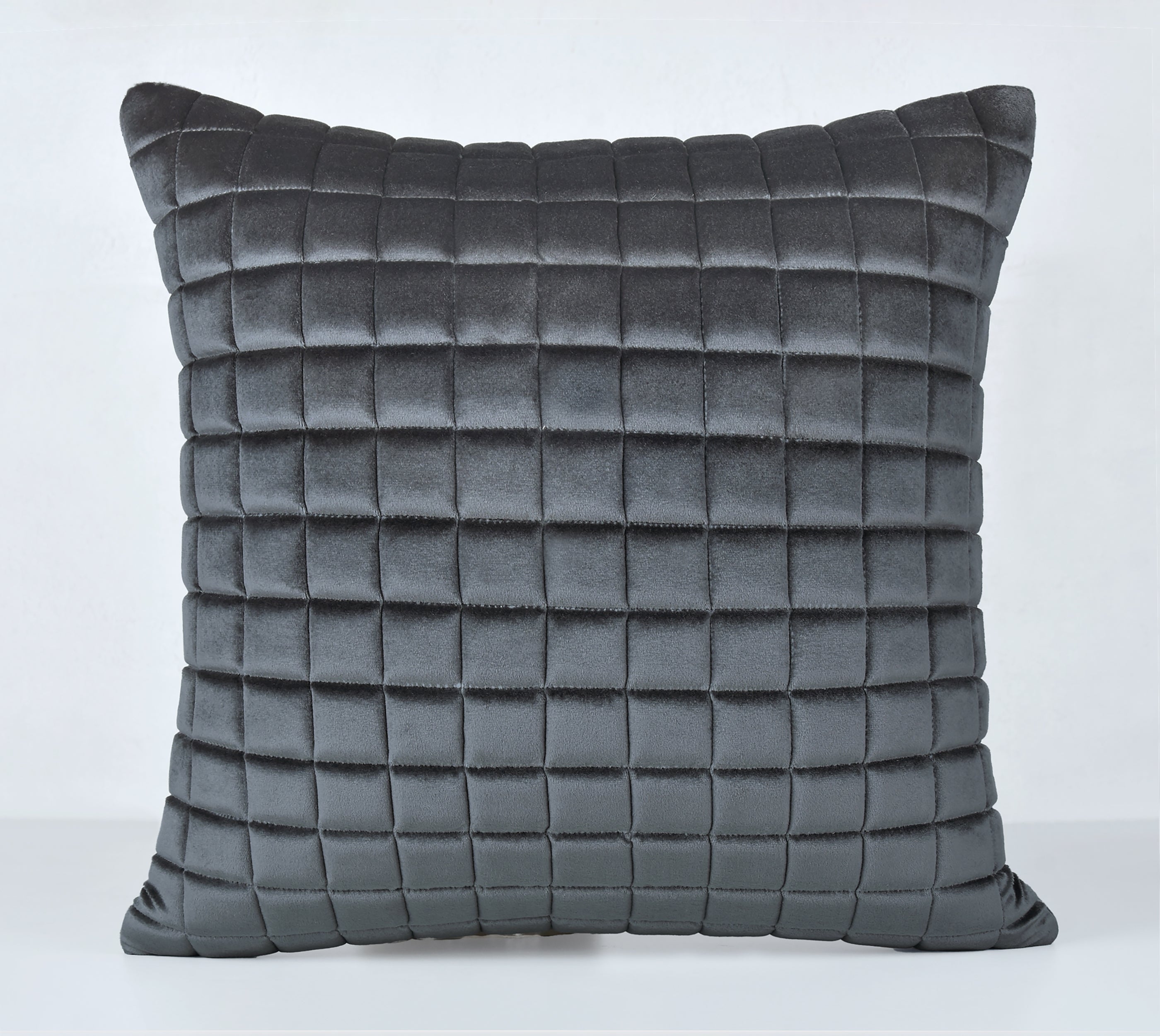 MATRIX Dark Grey Quilted Velvet Cushion Cover