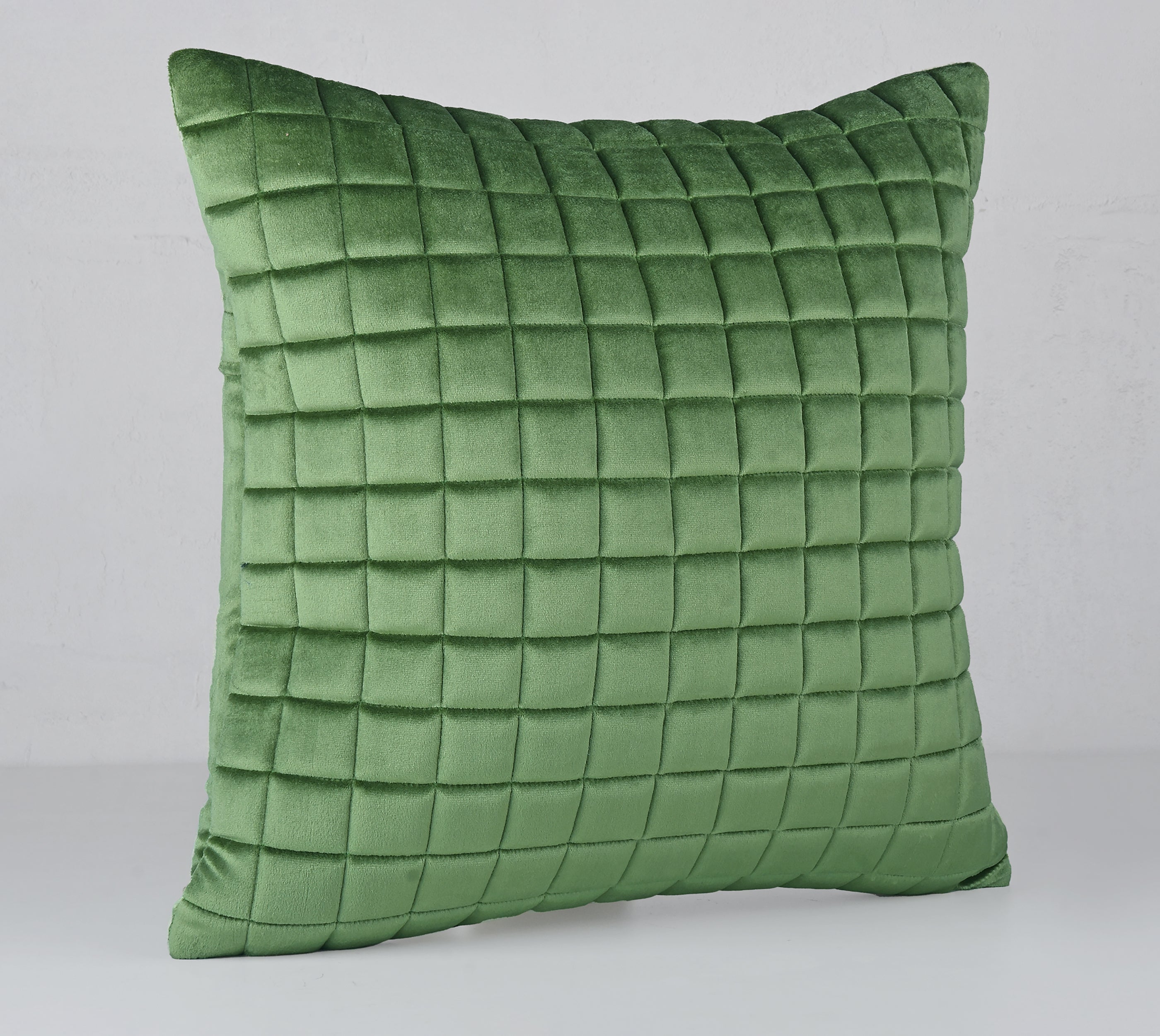 MATRIX Green Quilted Velvet Cushion Cover