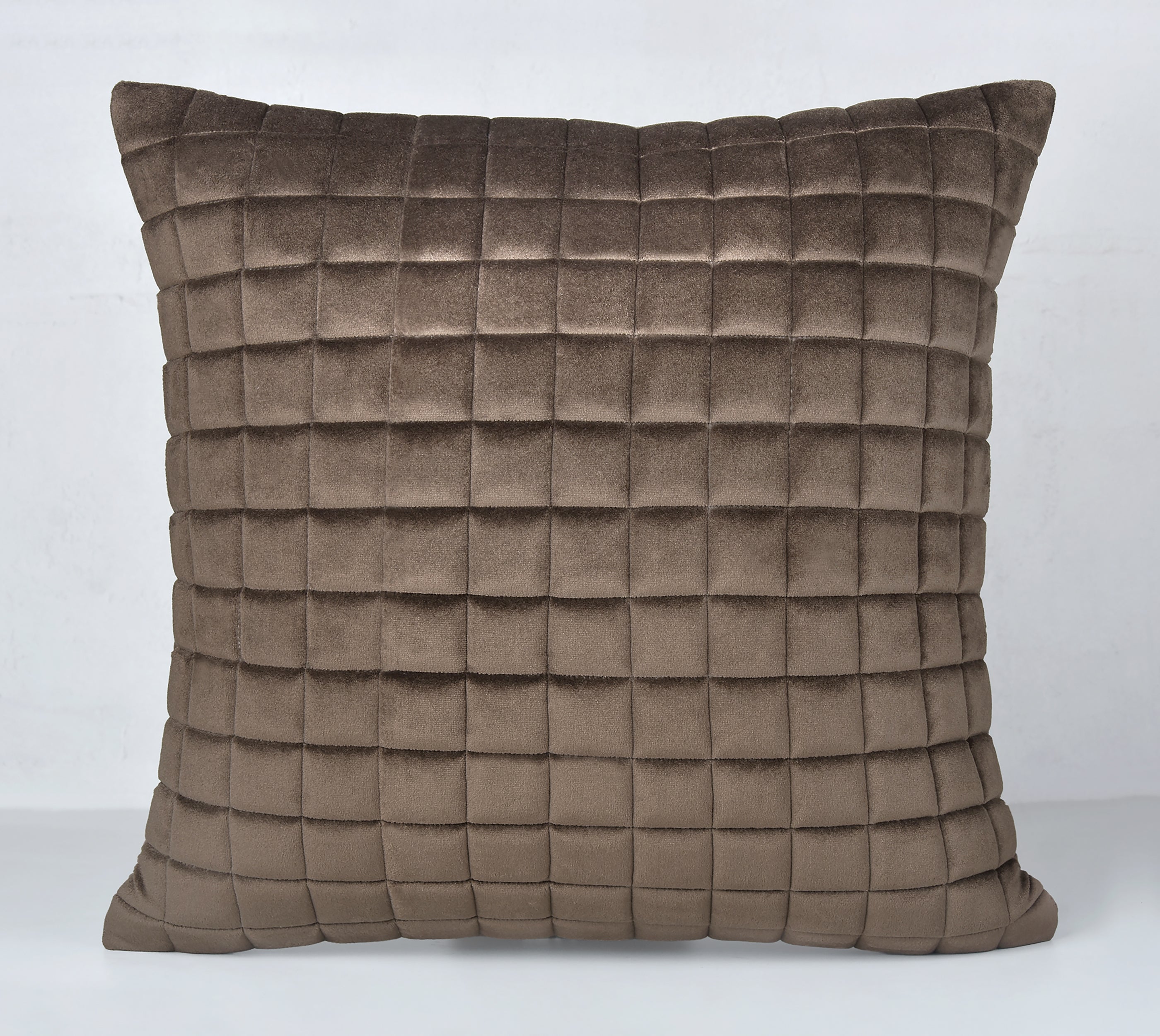 MATRIX Brown Quilted Velvet Cushion Cover