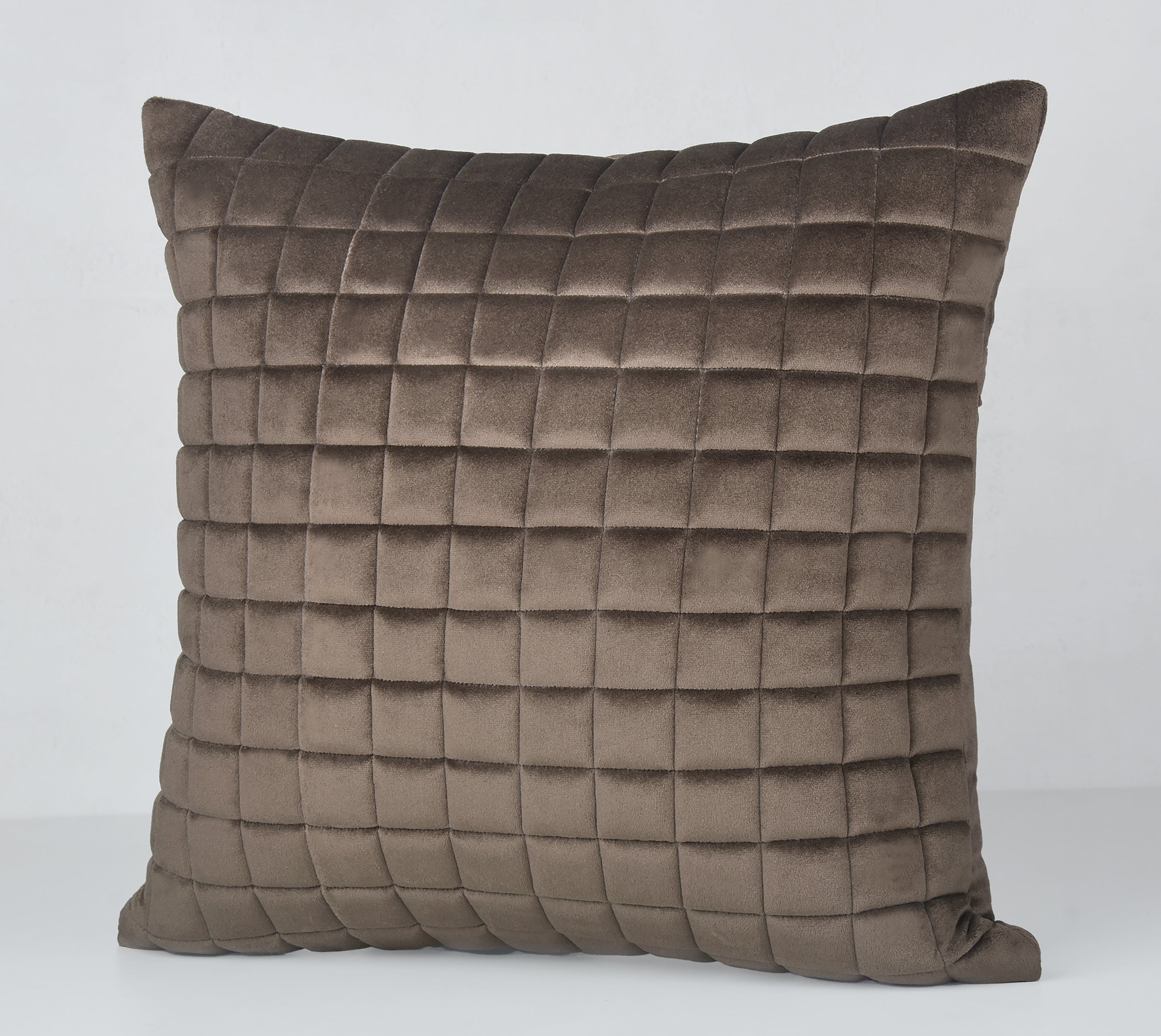 MATRIX Brown Quilted Velvet Cushion Cover