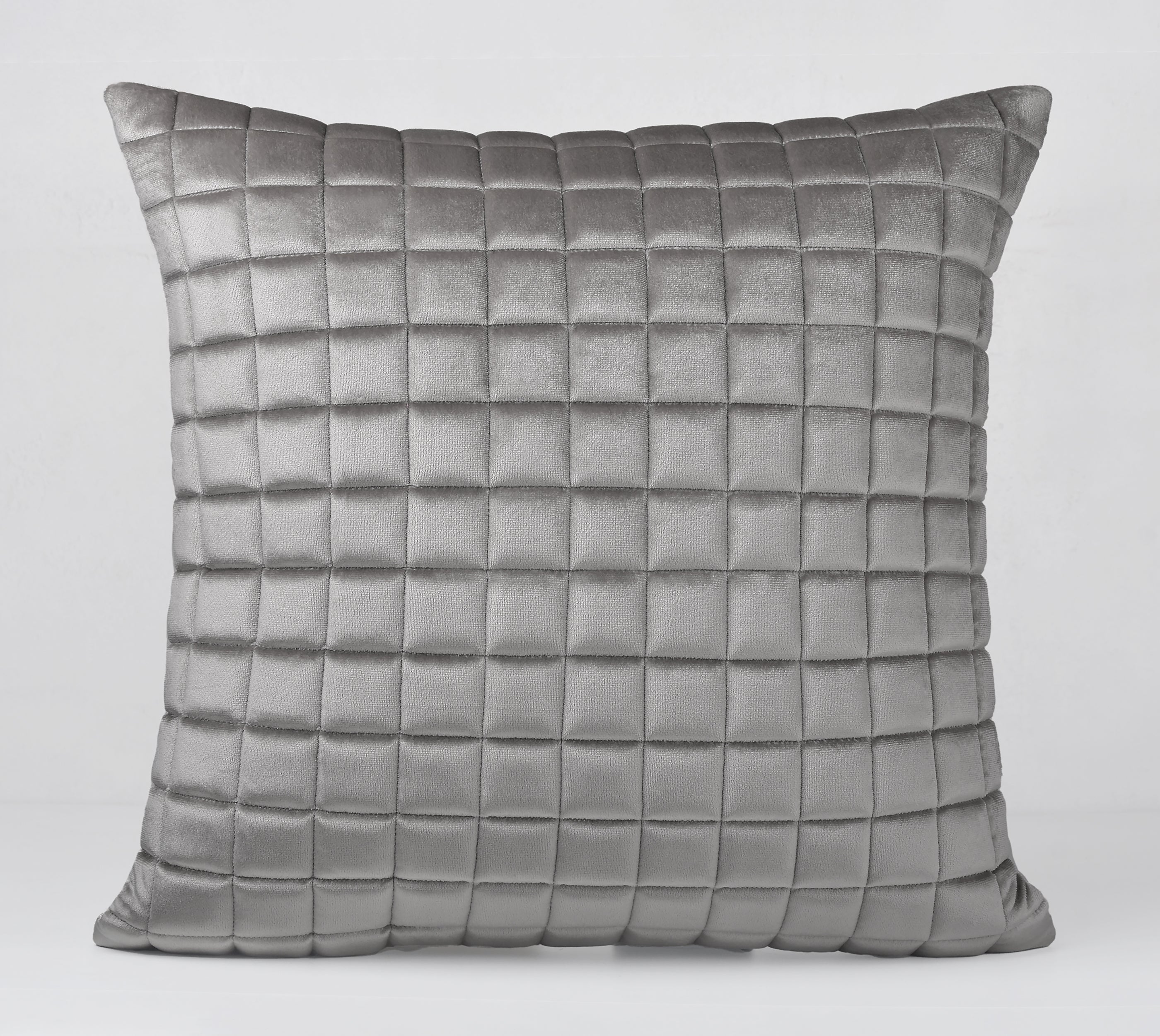 MATRIX Grey Quilted Velvet Cushion Cover