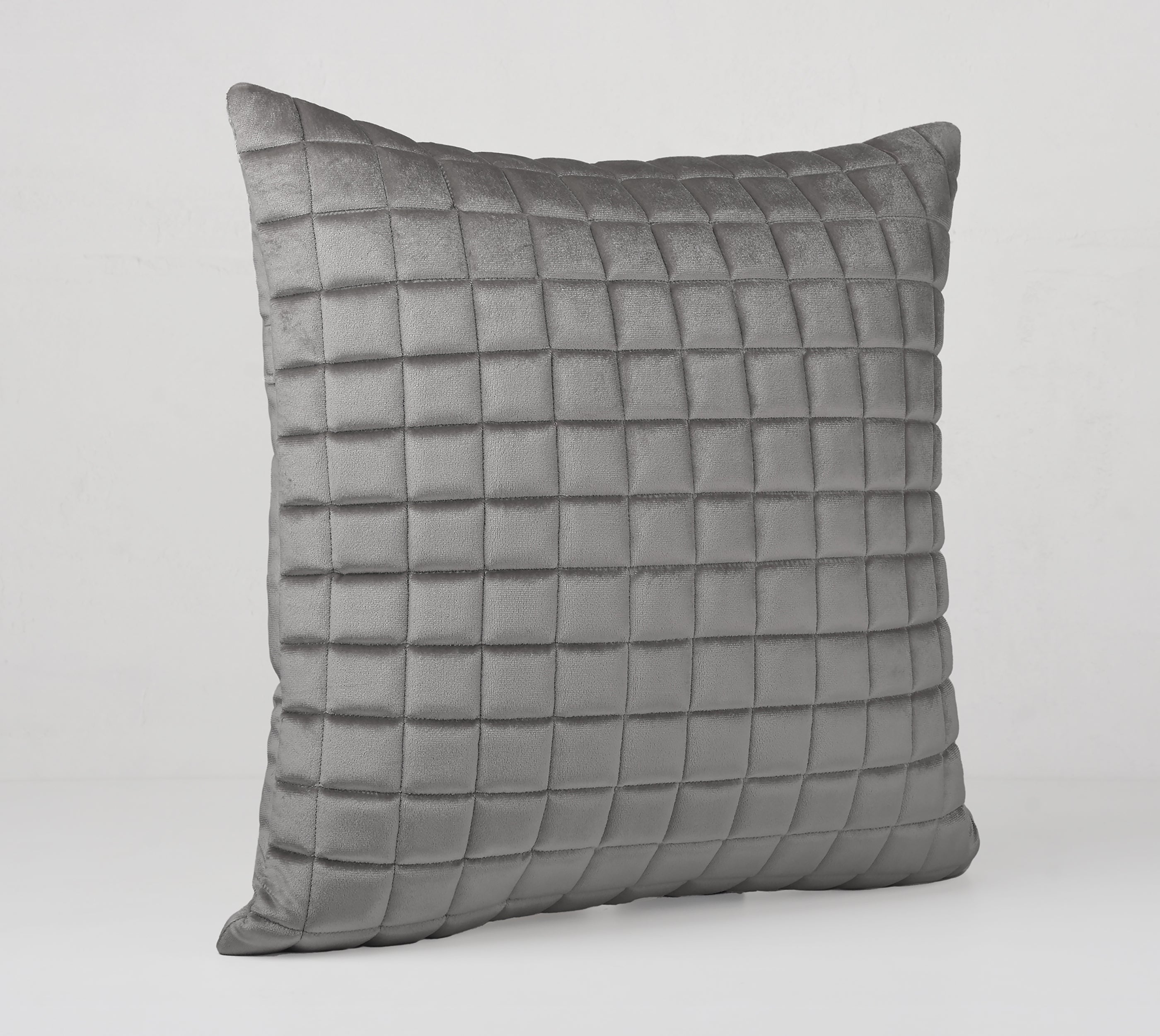 MATRIX Grey Quilted Velvet Cushion Cover