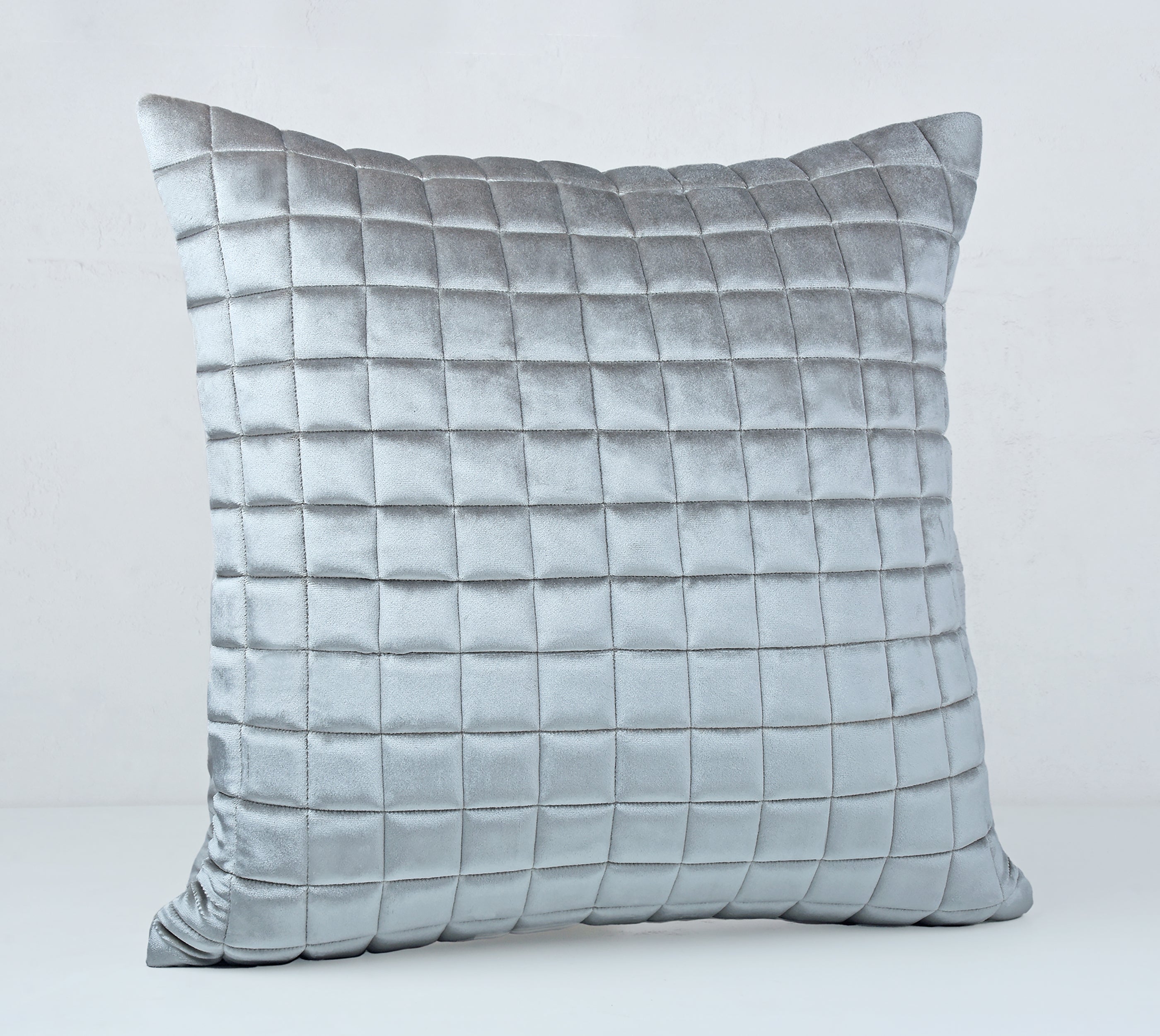 MATRIX Silver Quilted Velvet Cushion Cover