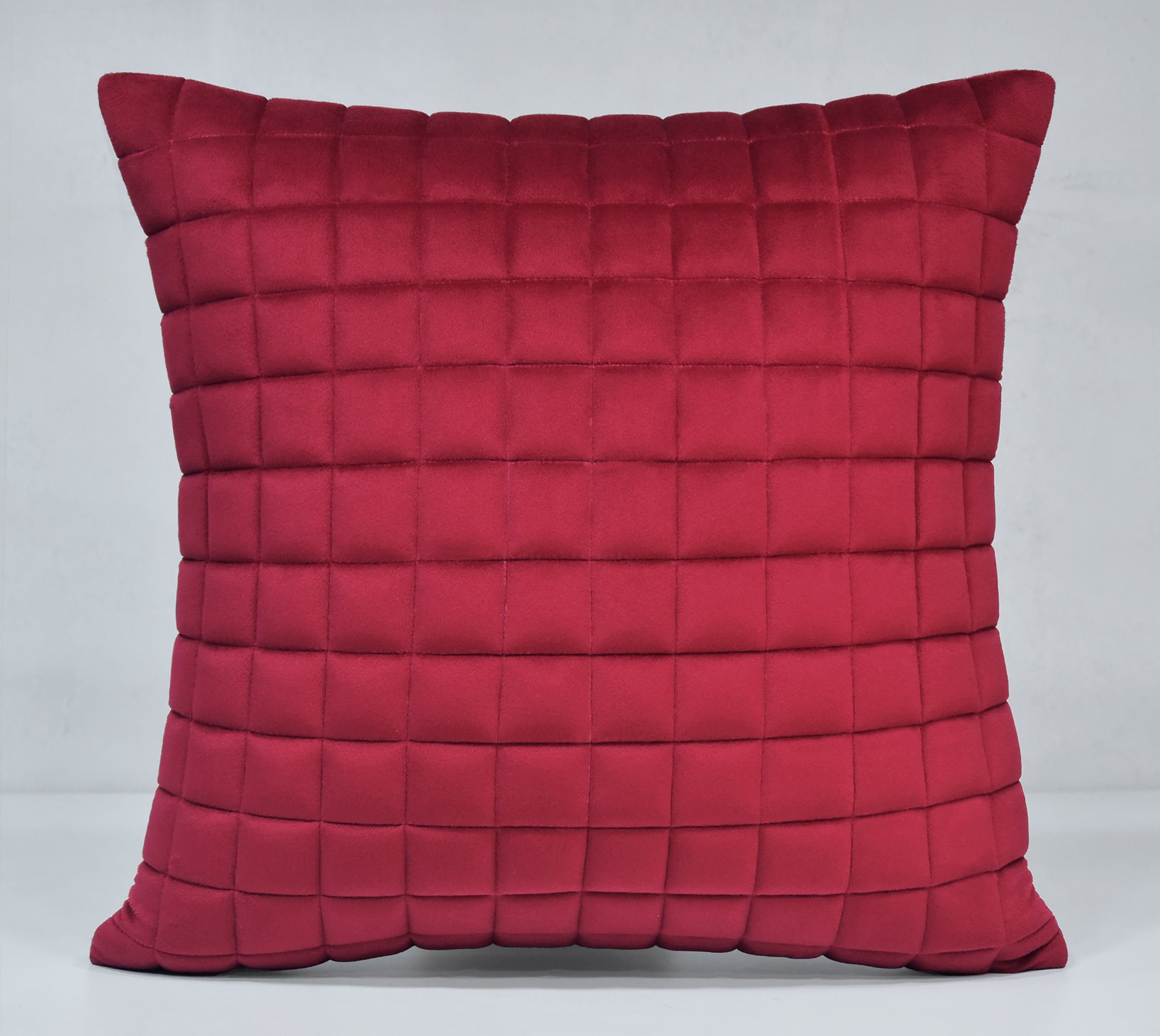 MATRIX Red Quilted Velvet Cushion Cover