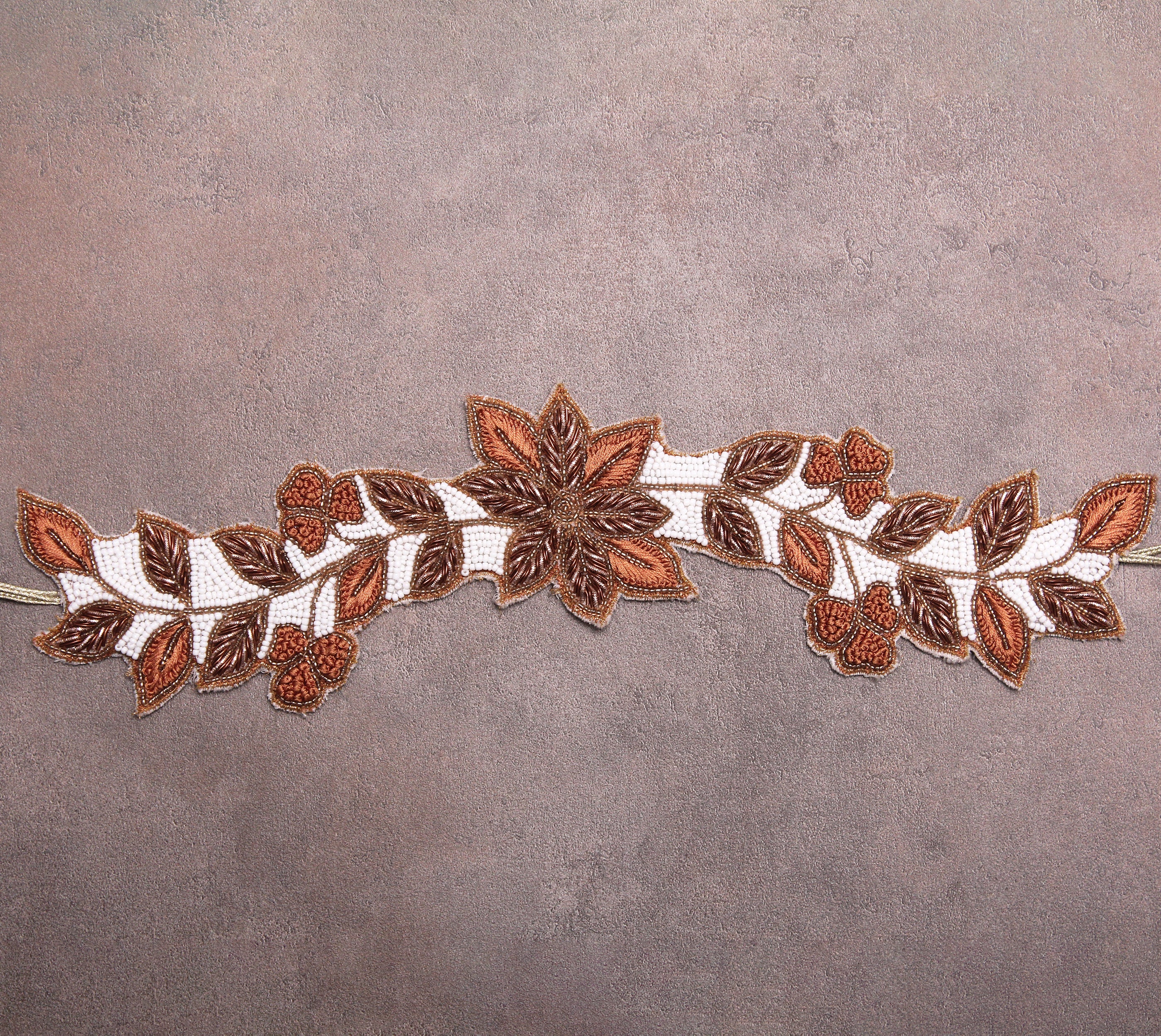 White, Rust and Rosegold Curtain Tieback