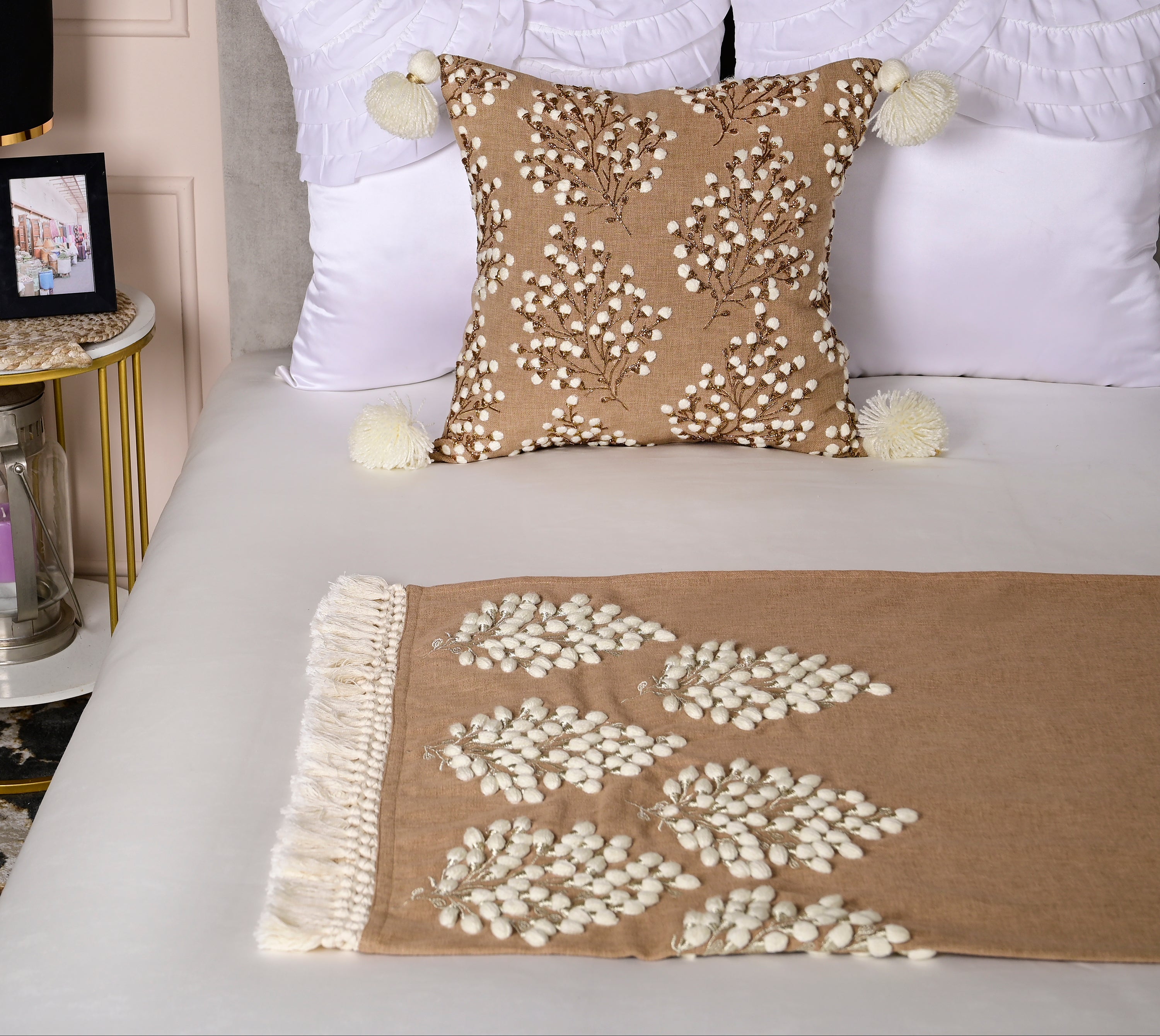 Isabella Light Brown Cotton Throw