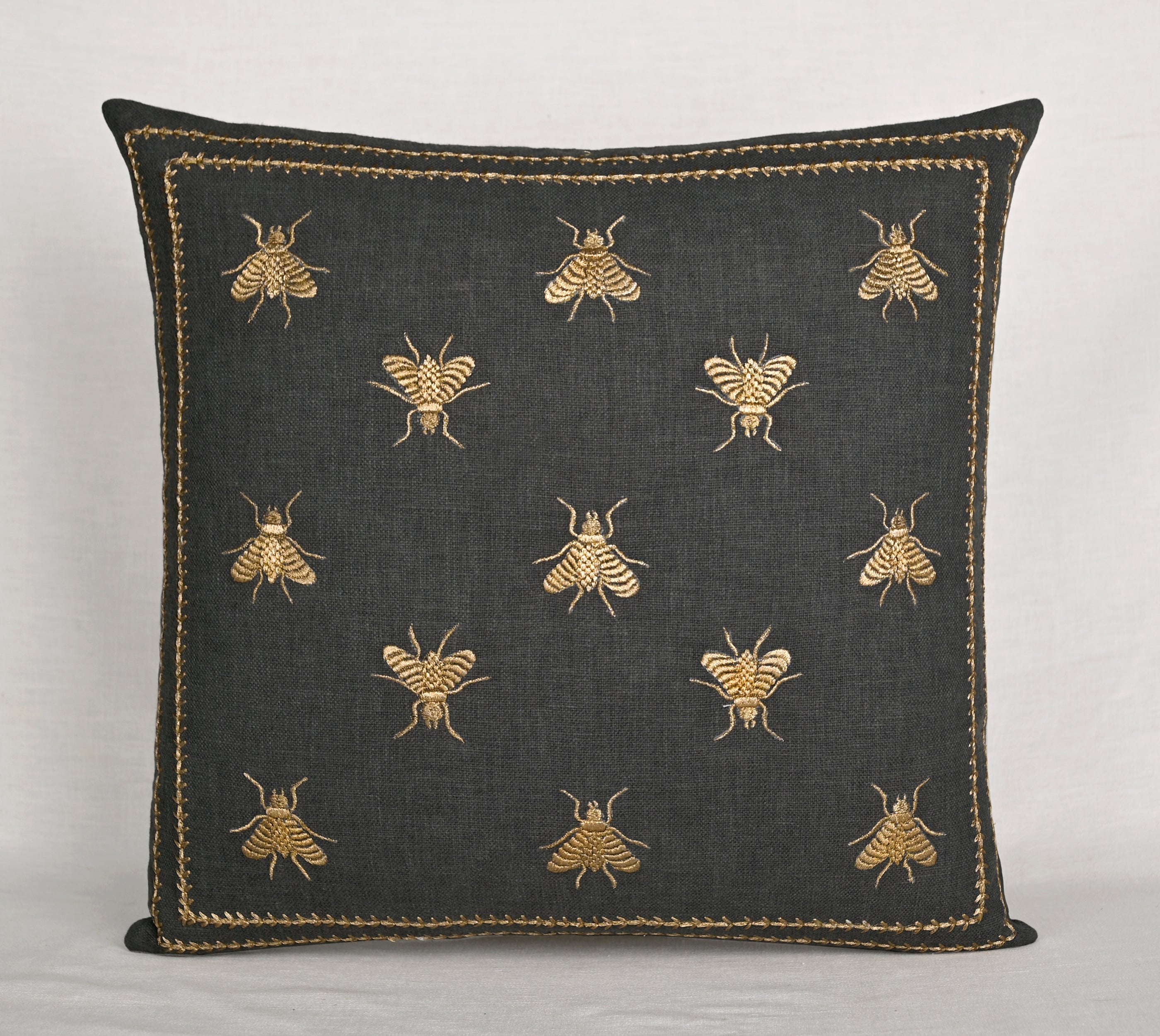 ROSA Grey Cotton Cushion Cover