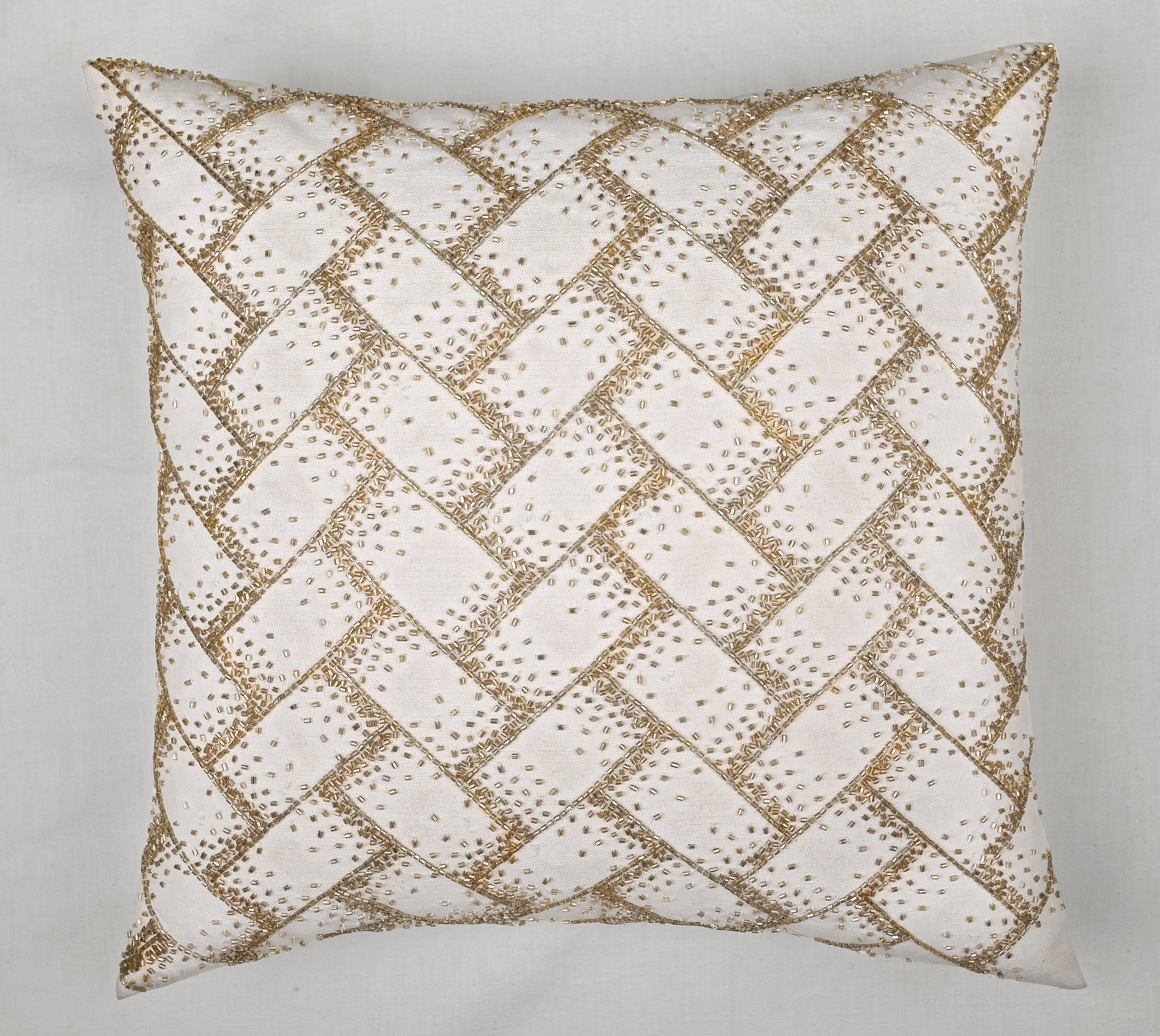 MIDAS White Beaded Cushion Cover