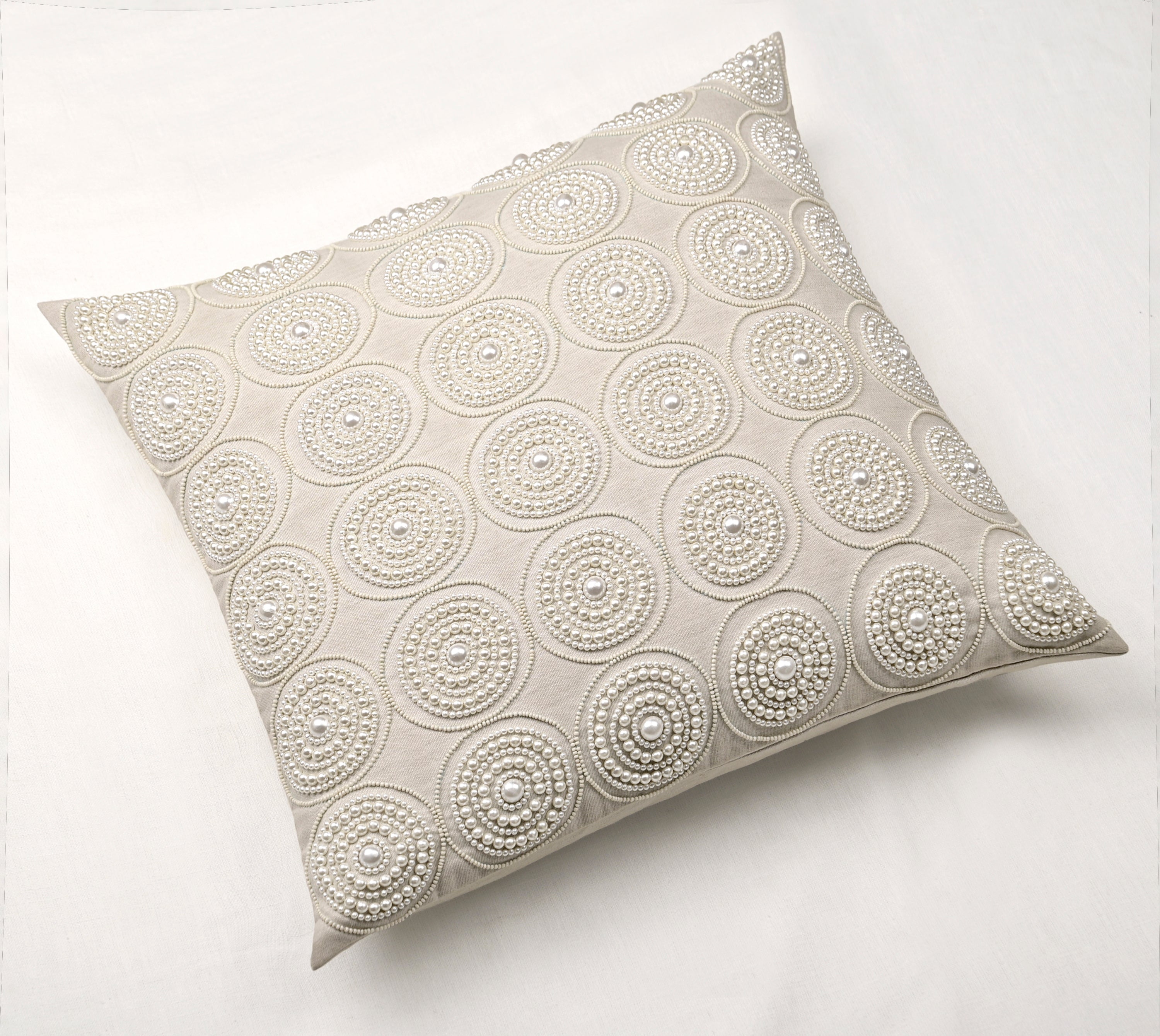 ENAMOR Beaded Cotton Cushion Cover