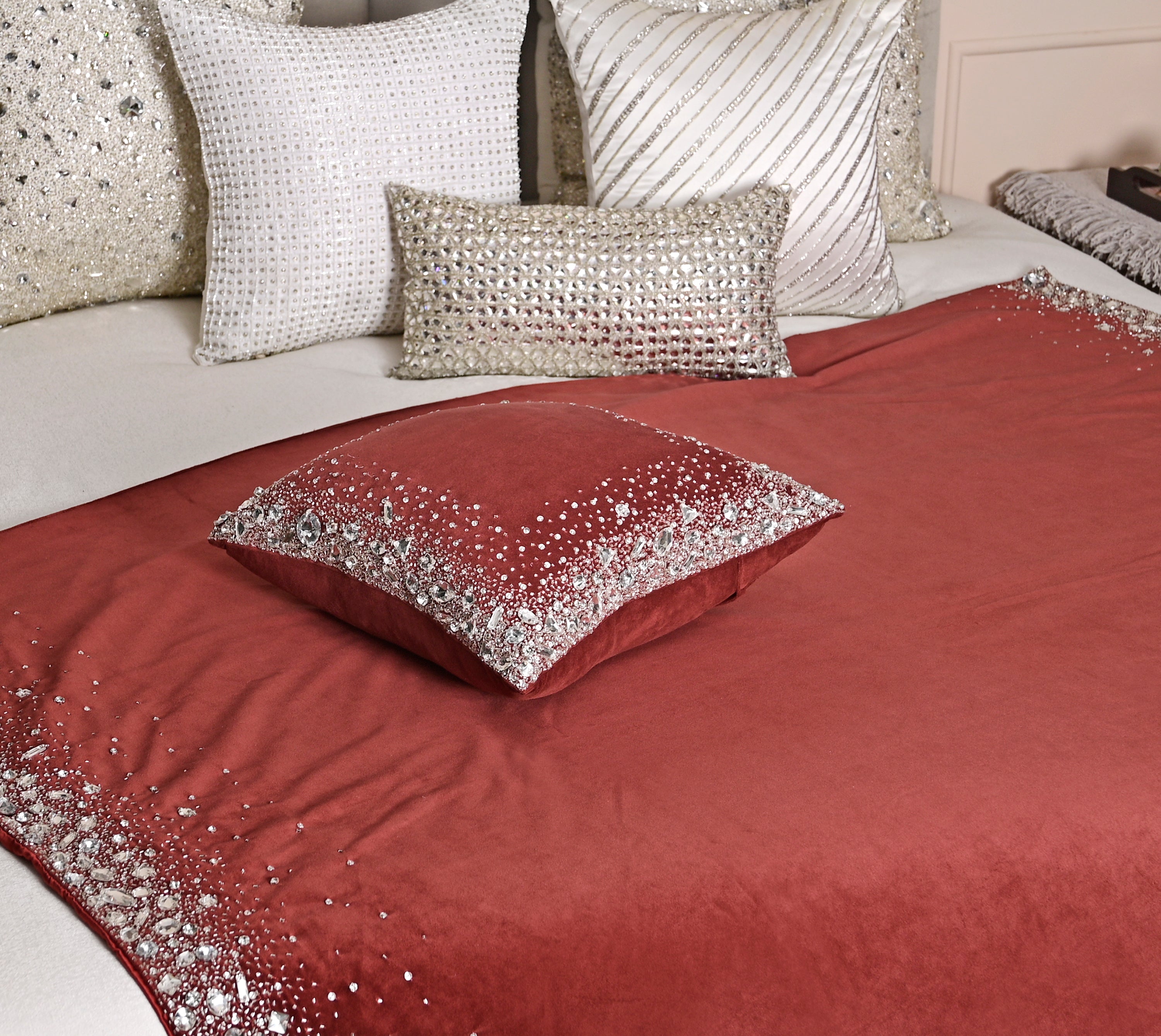 Dark Coral and Silver Throw