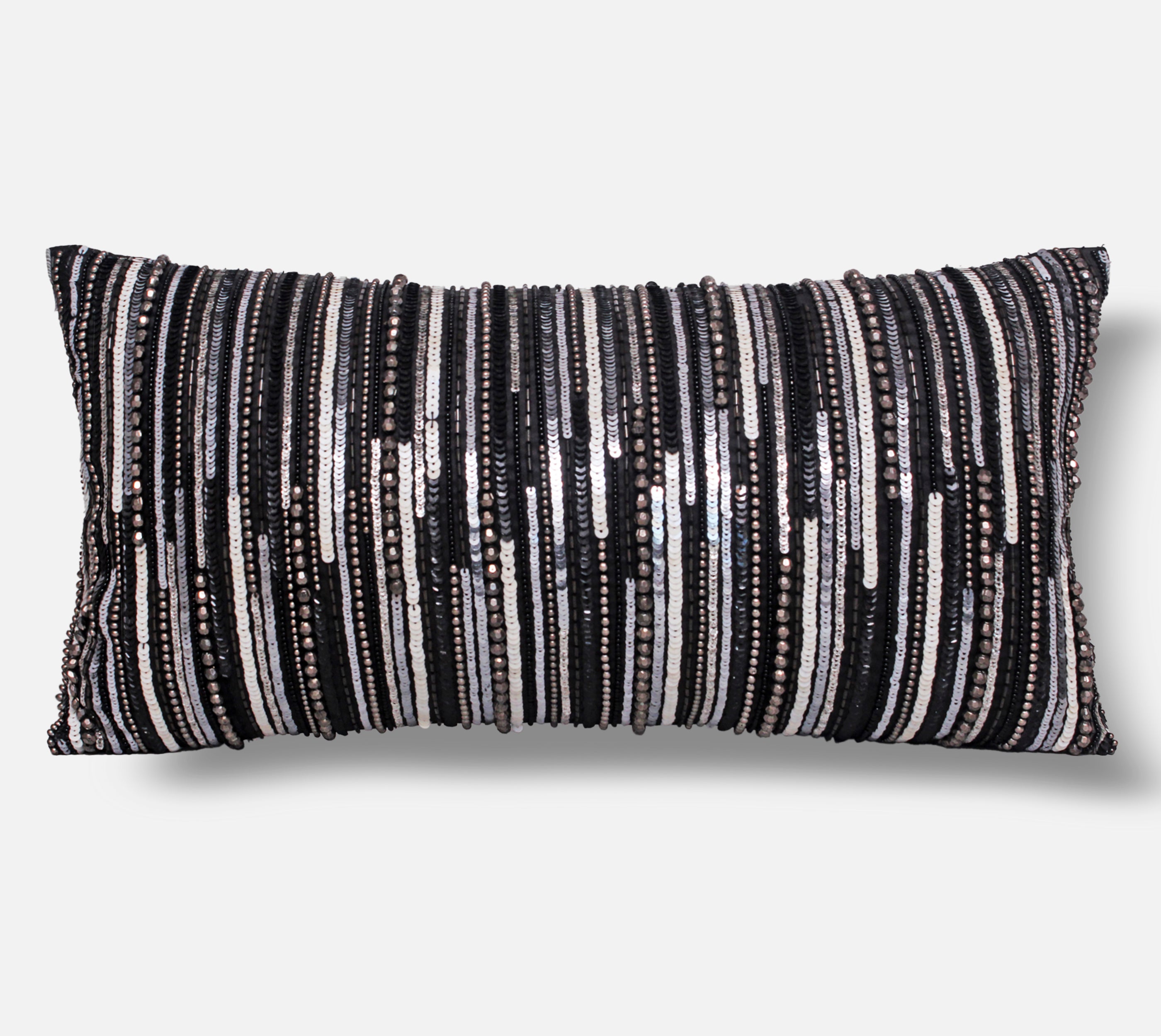 RADIANT Black Grey Beaded Cushion Cover