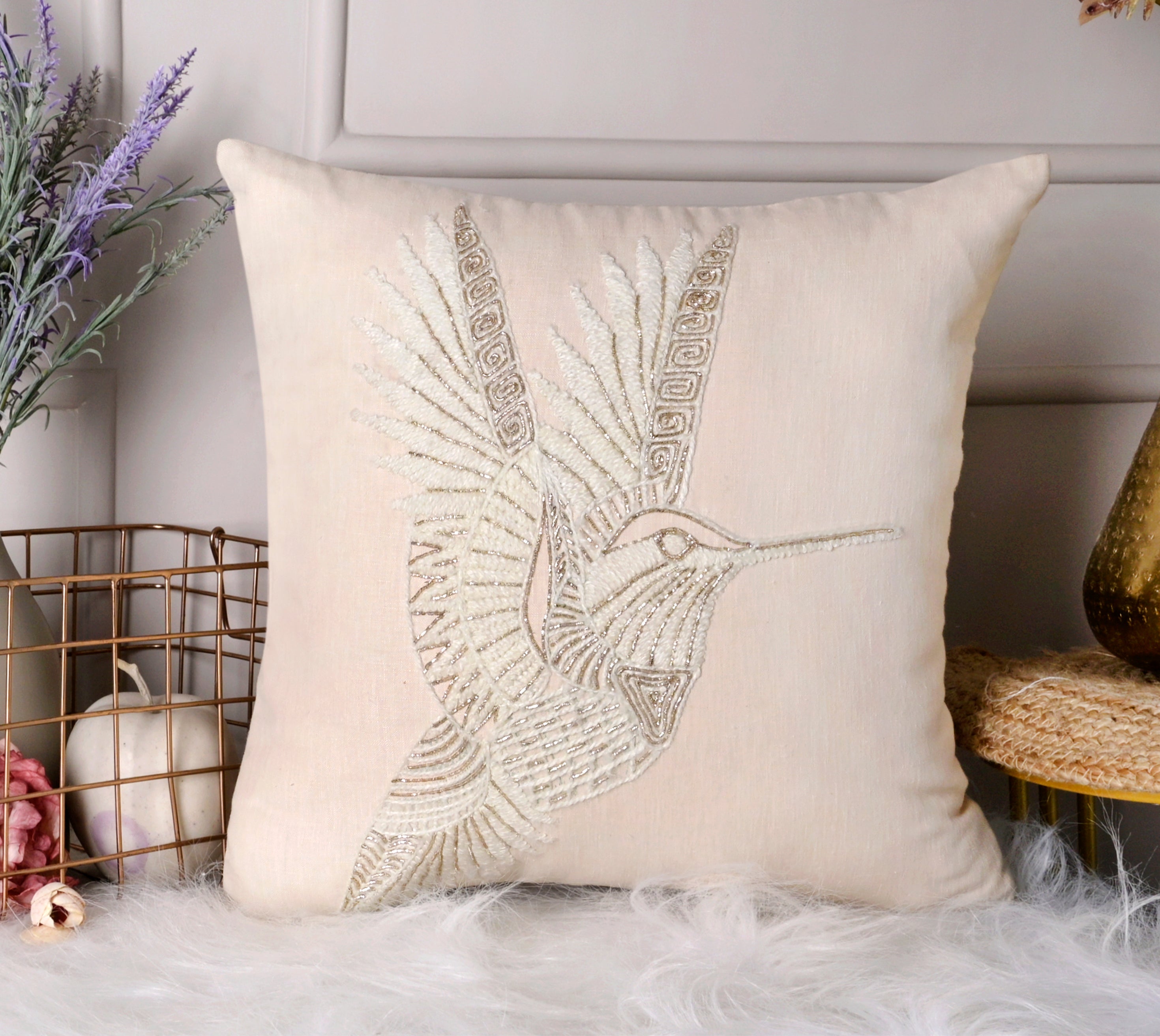 PALASH Peach Linen Cushion Cover