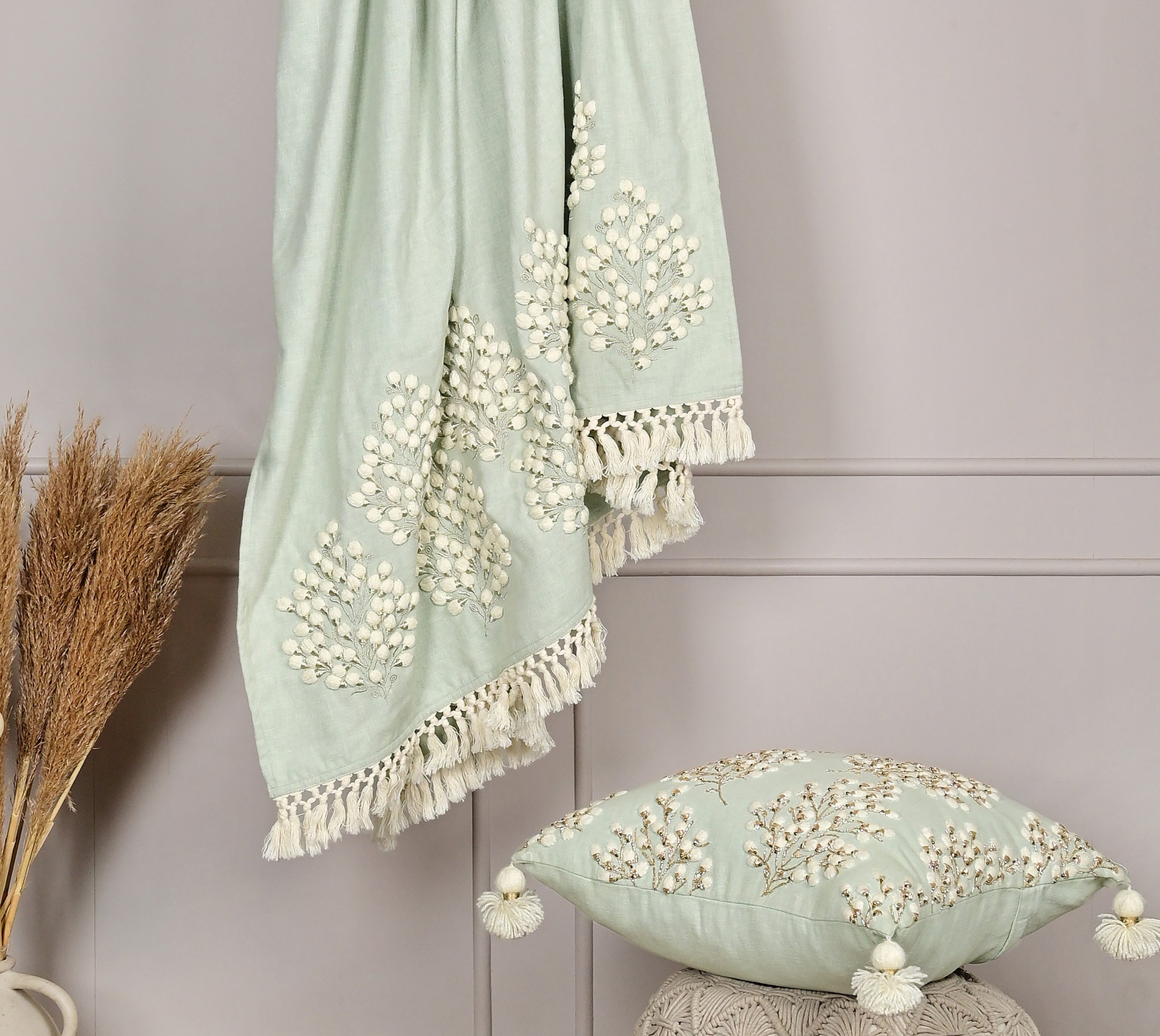 Isabella Mint Cotton Throw