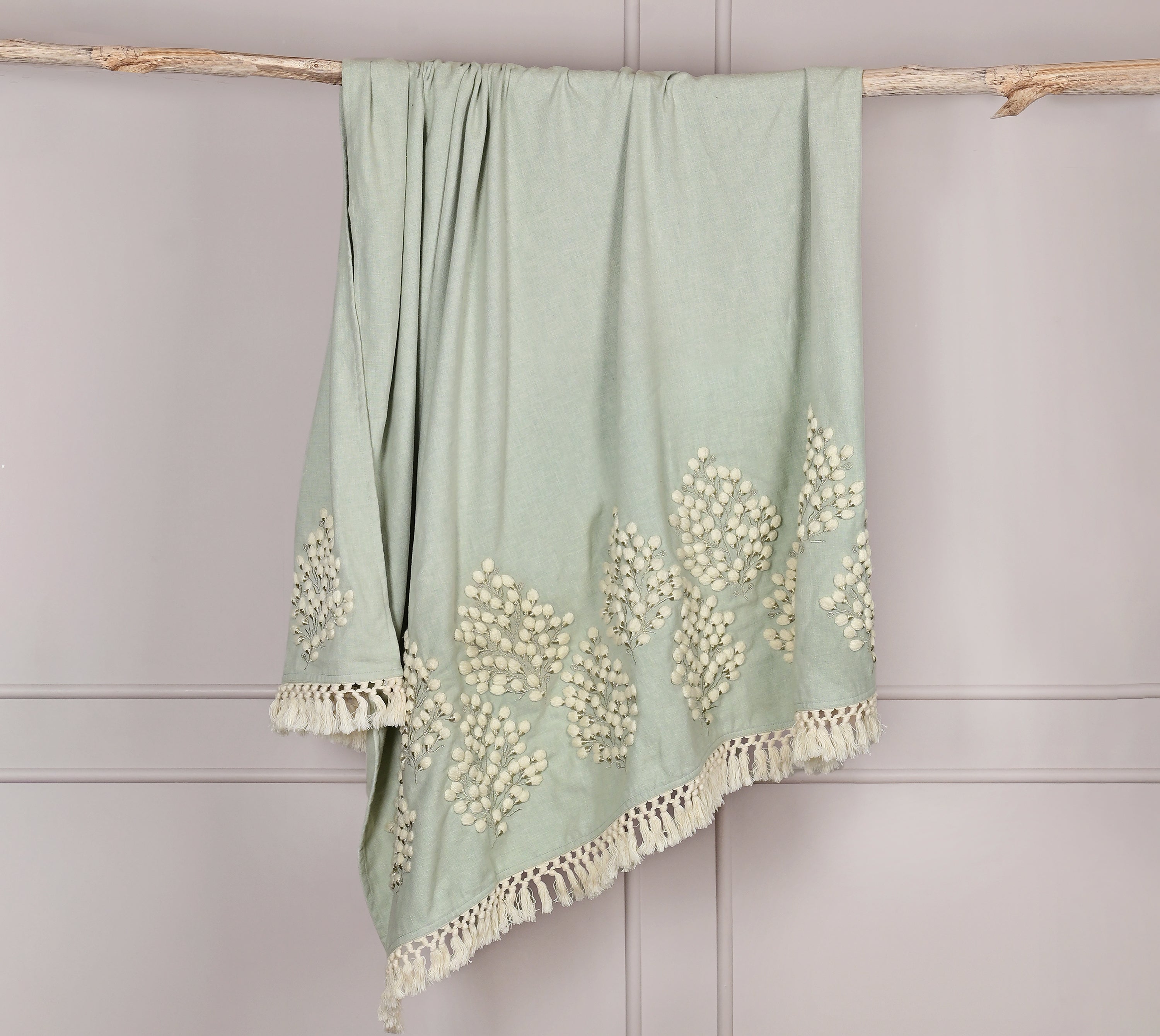 Isabella Mint Cotton Throw