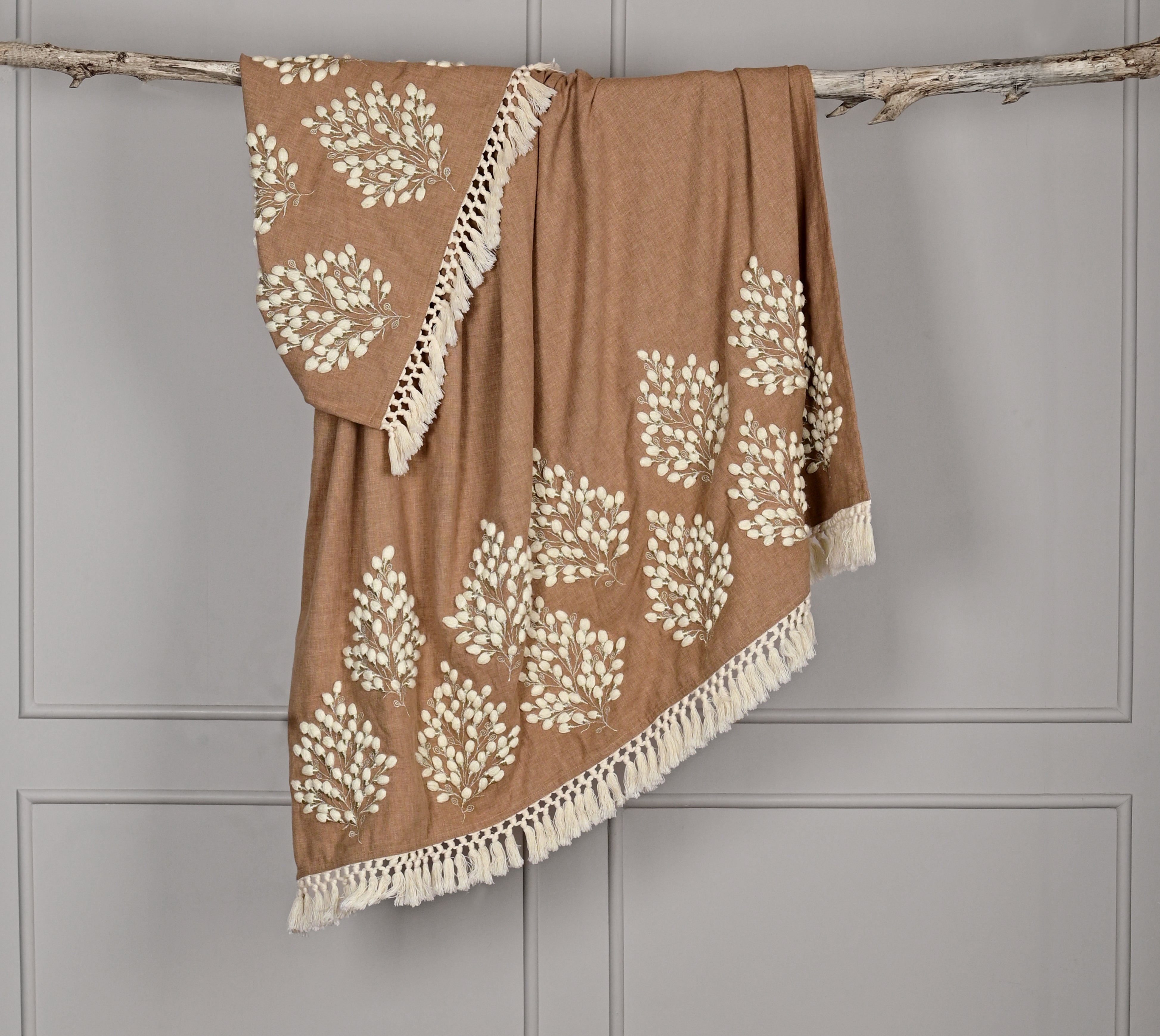 Isabella Light Brown Cotton Throw