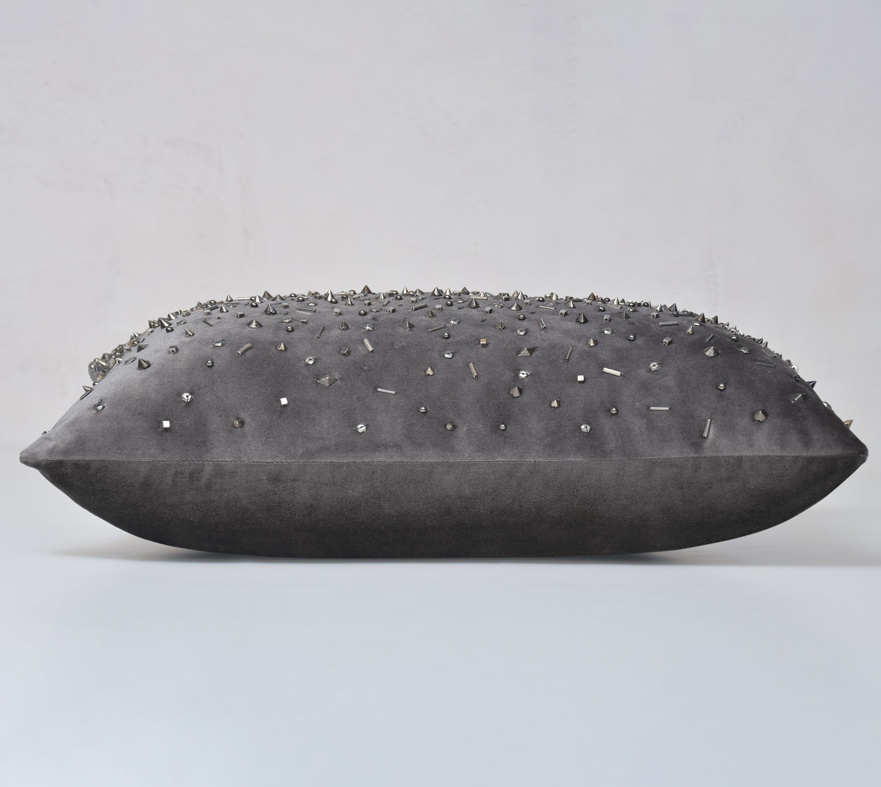 SPOKE Grey Velvet Cushion Cover
