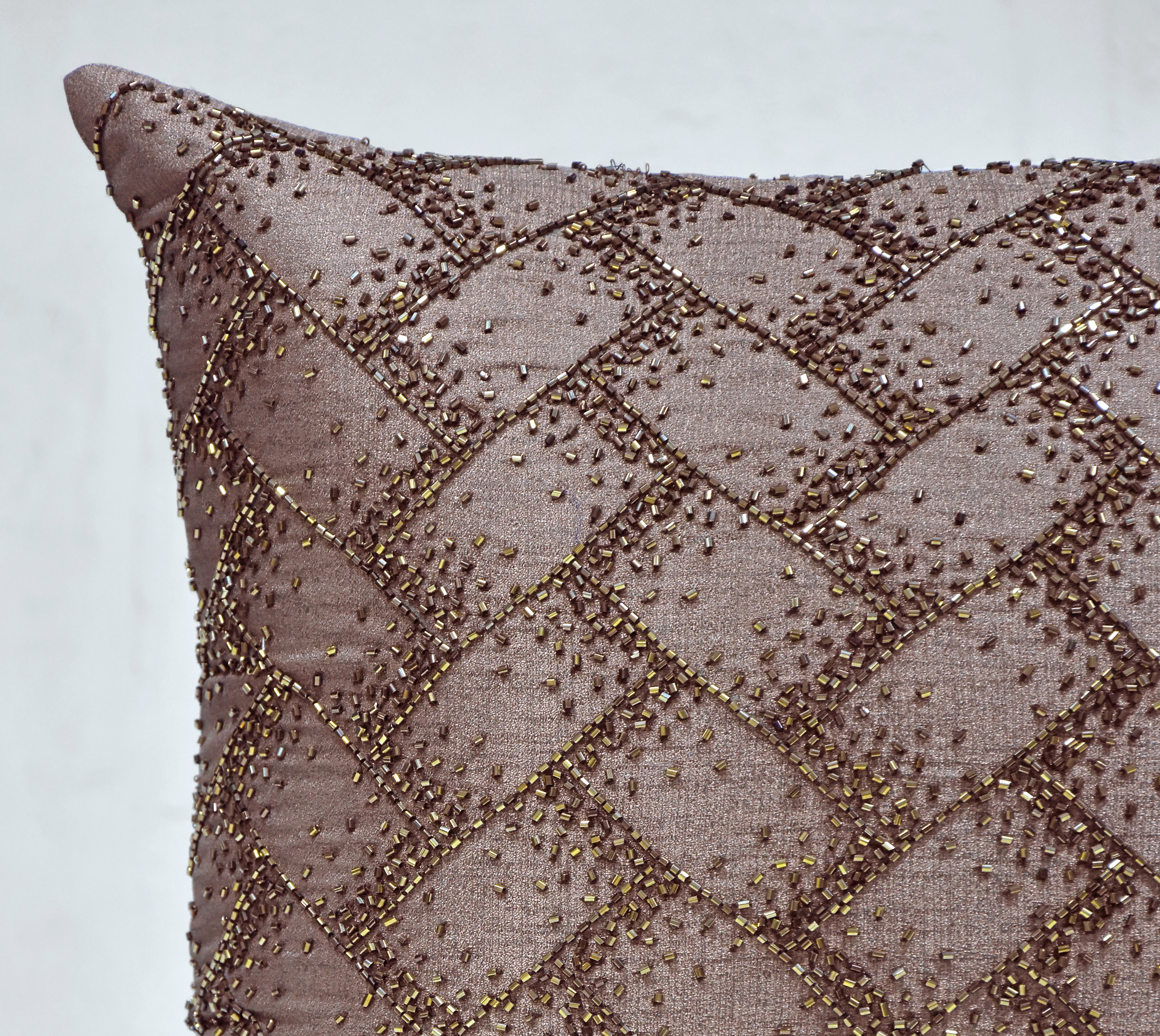 MIDAS Brown Beaded Cushion Cover