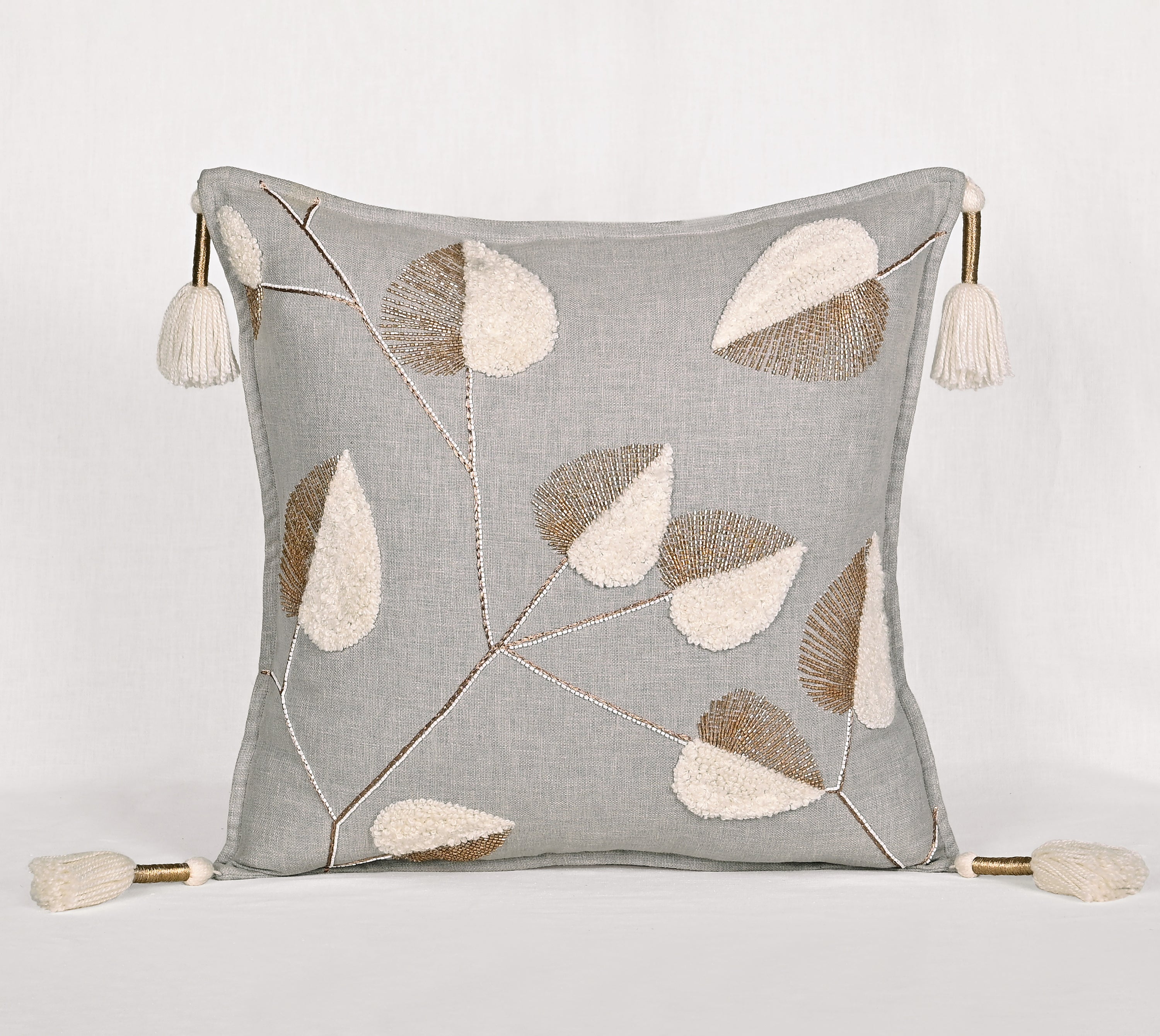 ISABELLA Grey Cotton Cushion Cover