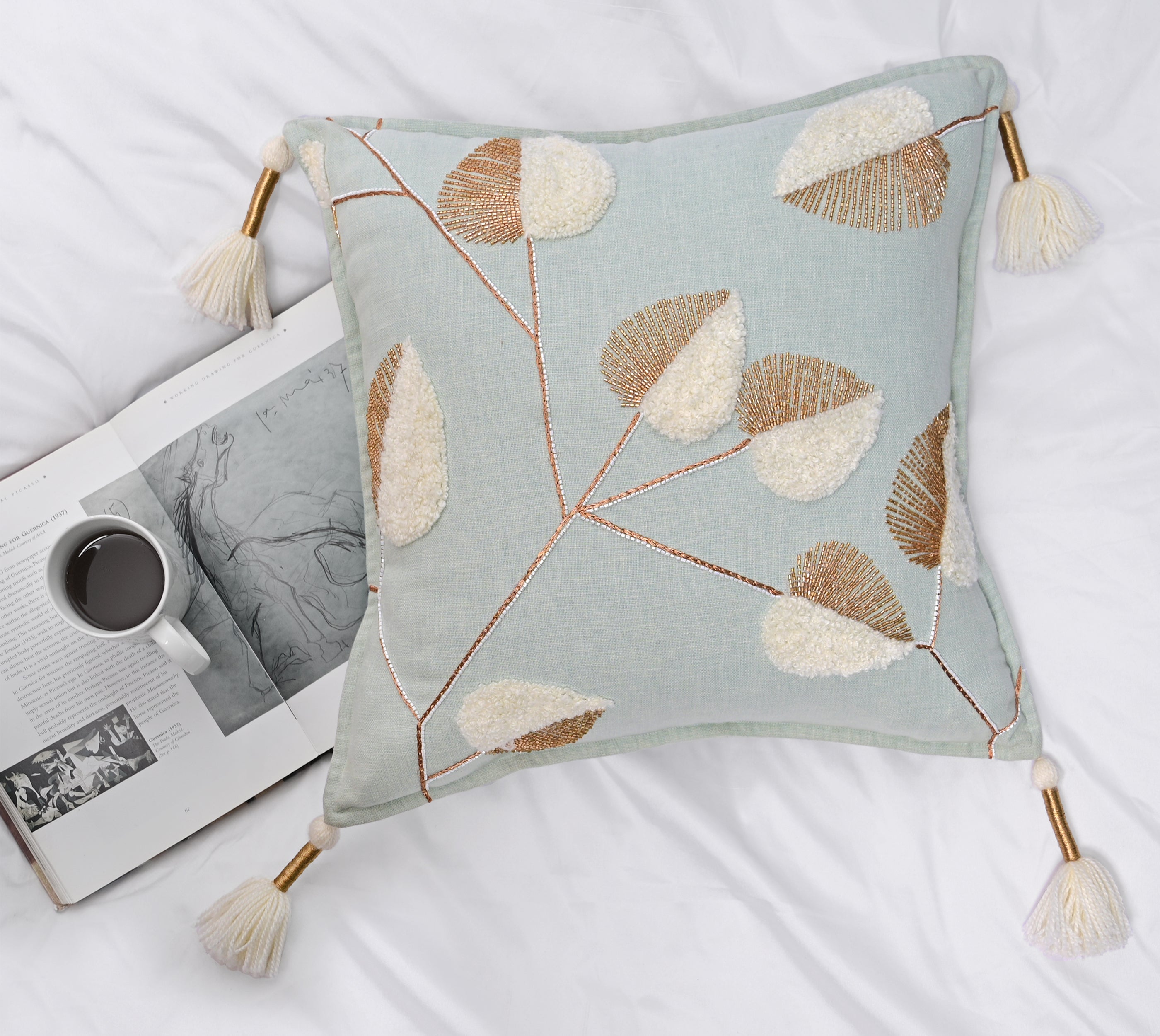 ISABELLA Mint Cotton Cushion Cover