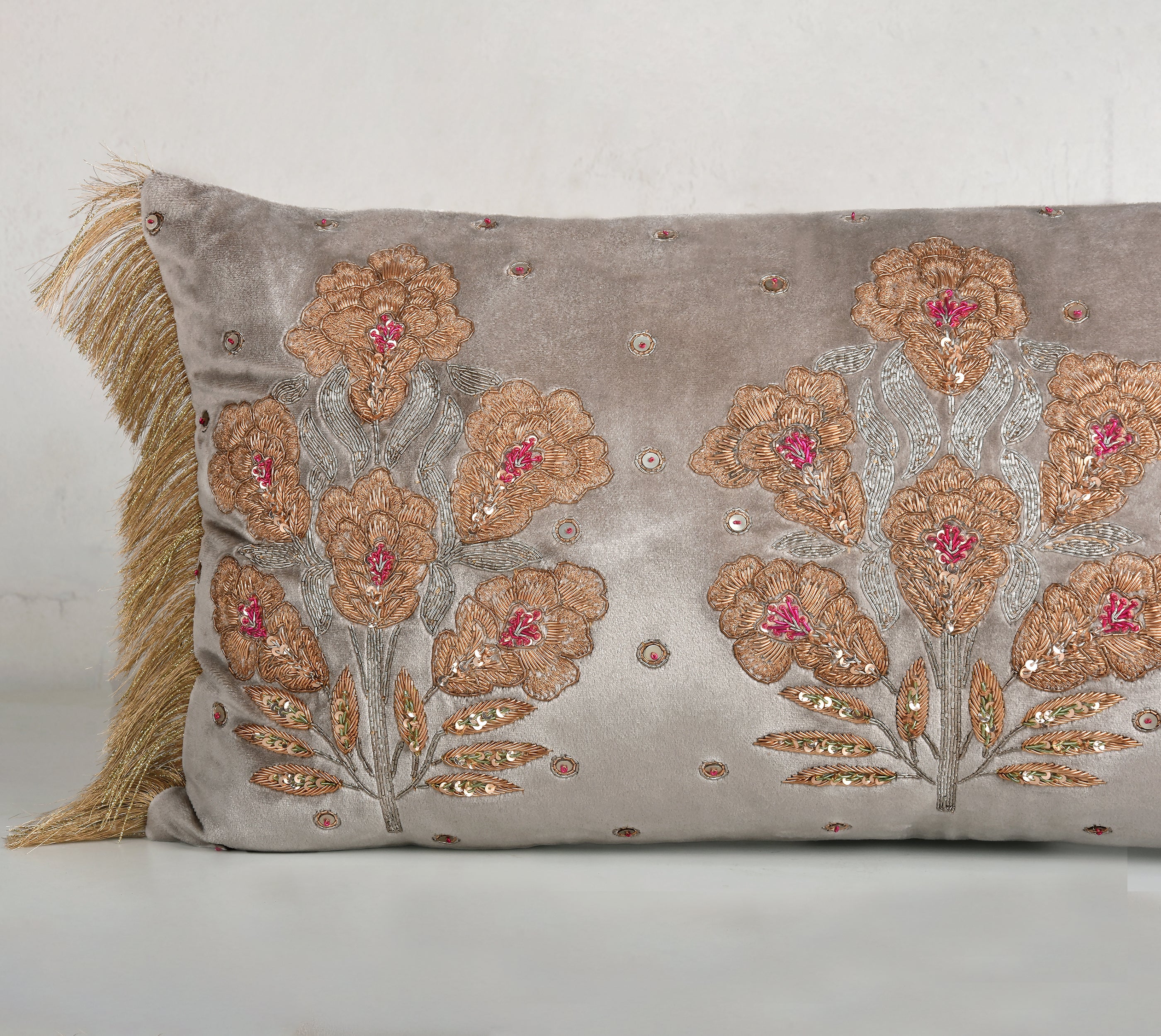 HERITAGE Grey Velvet Cushion Cover