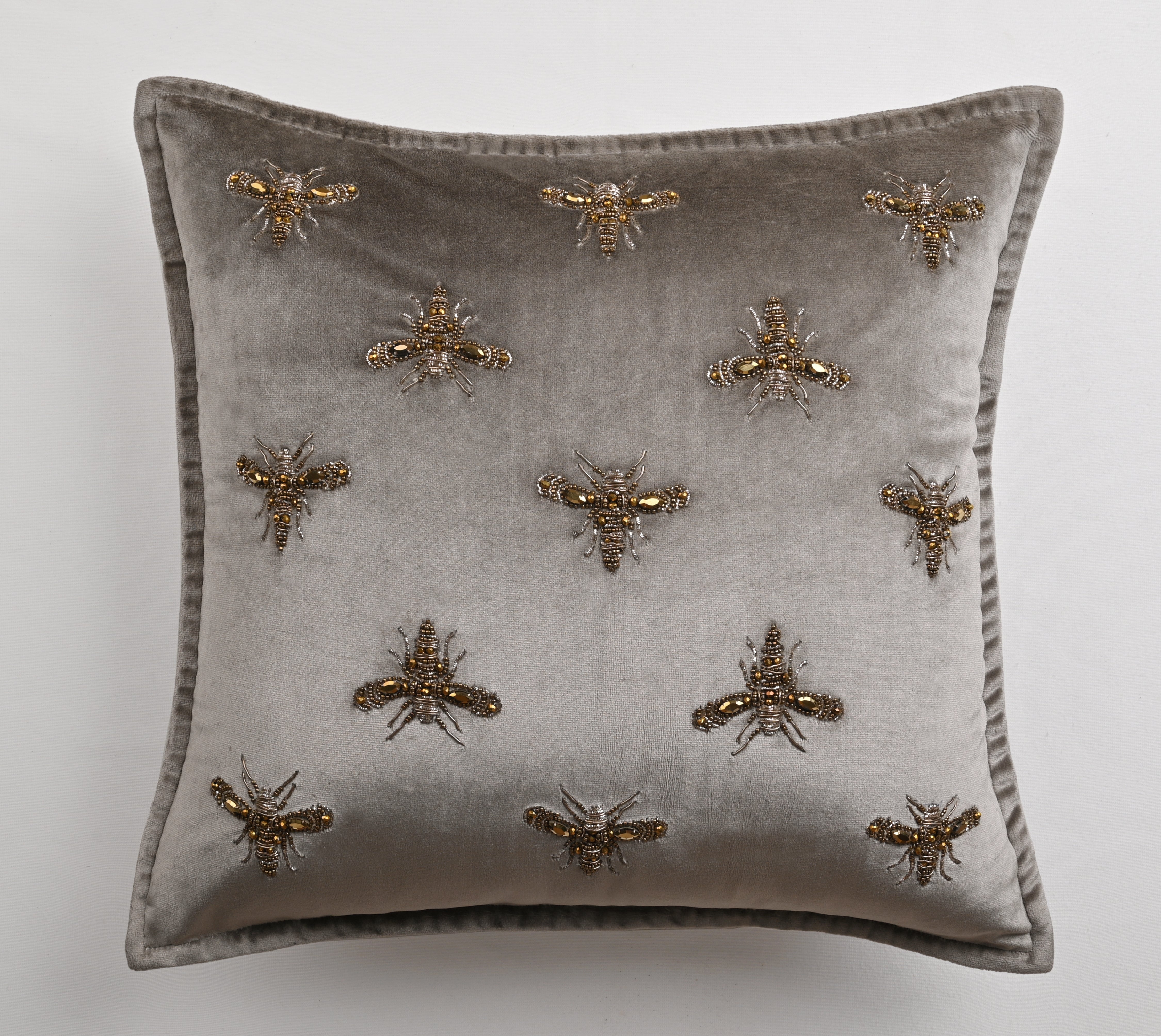 GRACE Grey Velvet Cushion Cover