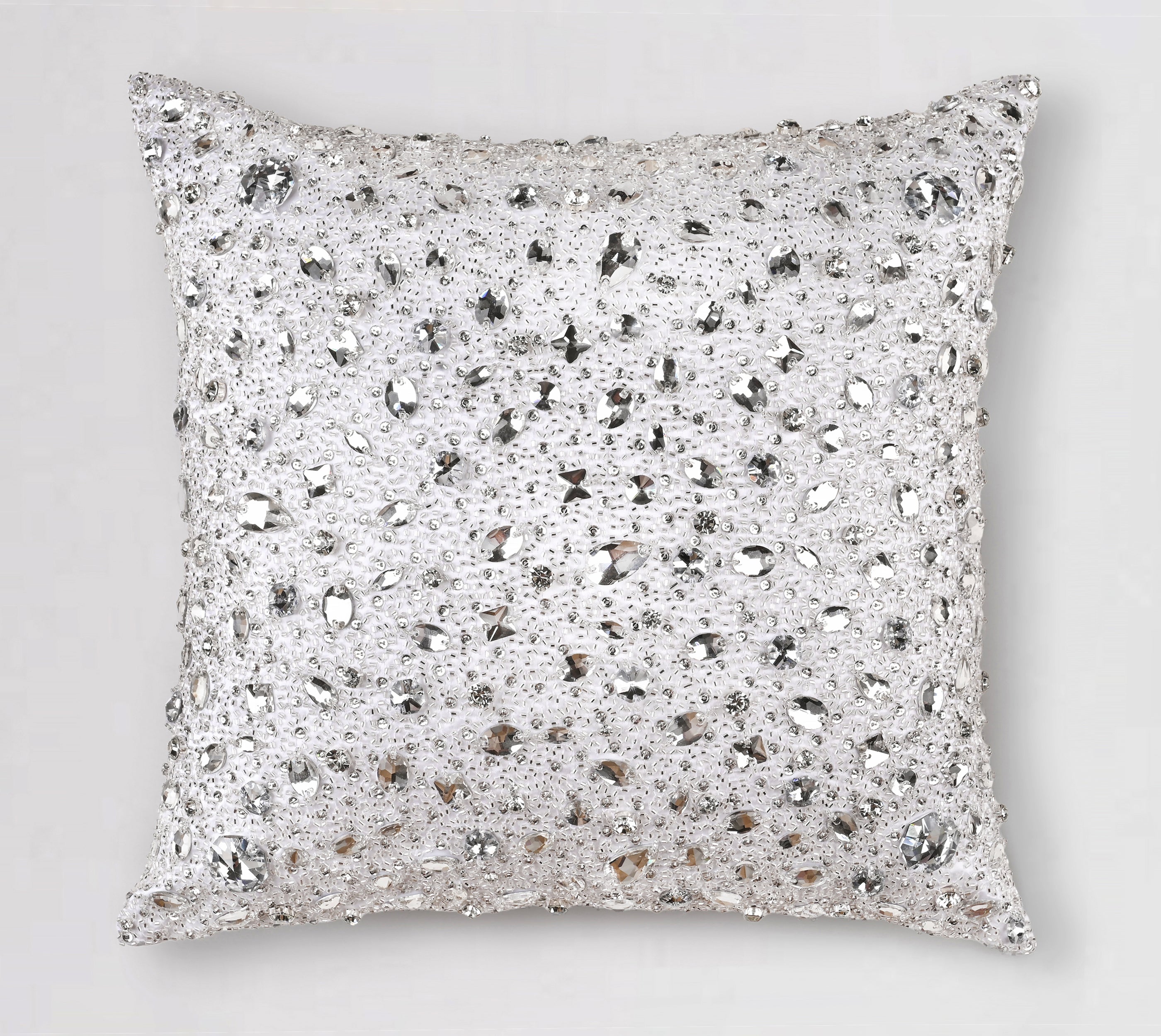 FORTUNE White Bling Satin Cushion Cover