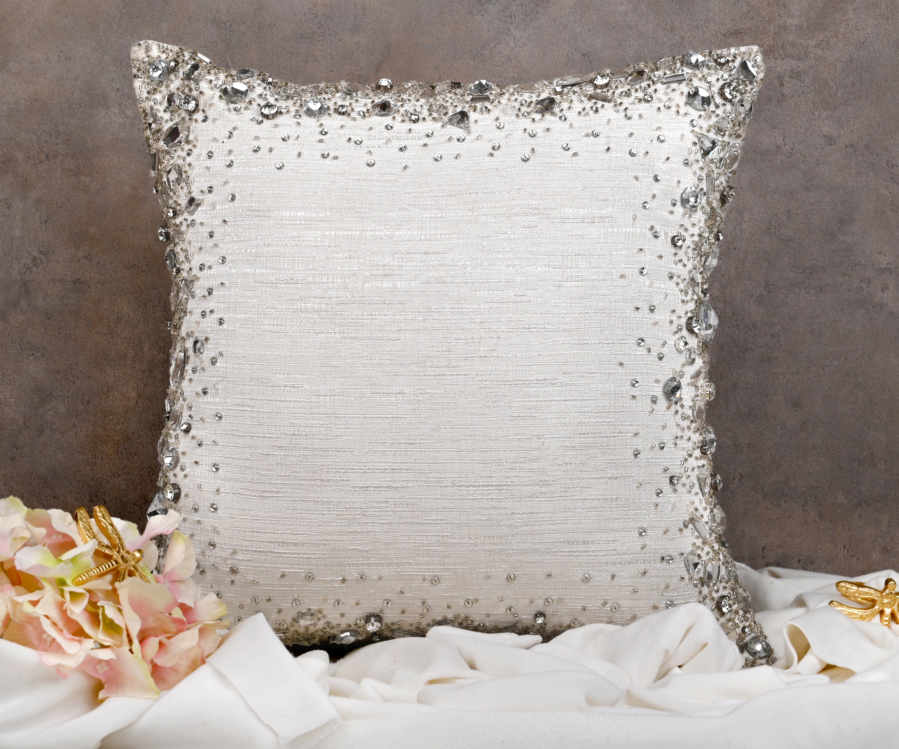 LUMIERE White Bling Cushion Cover