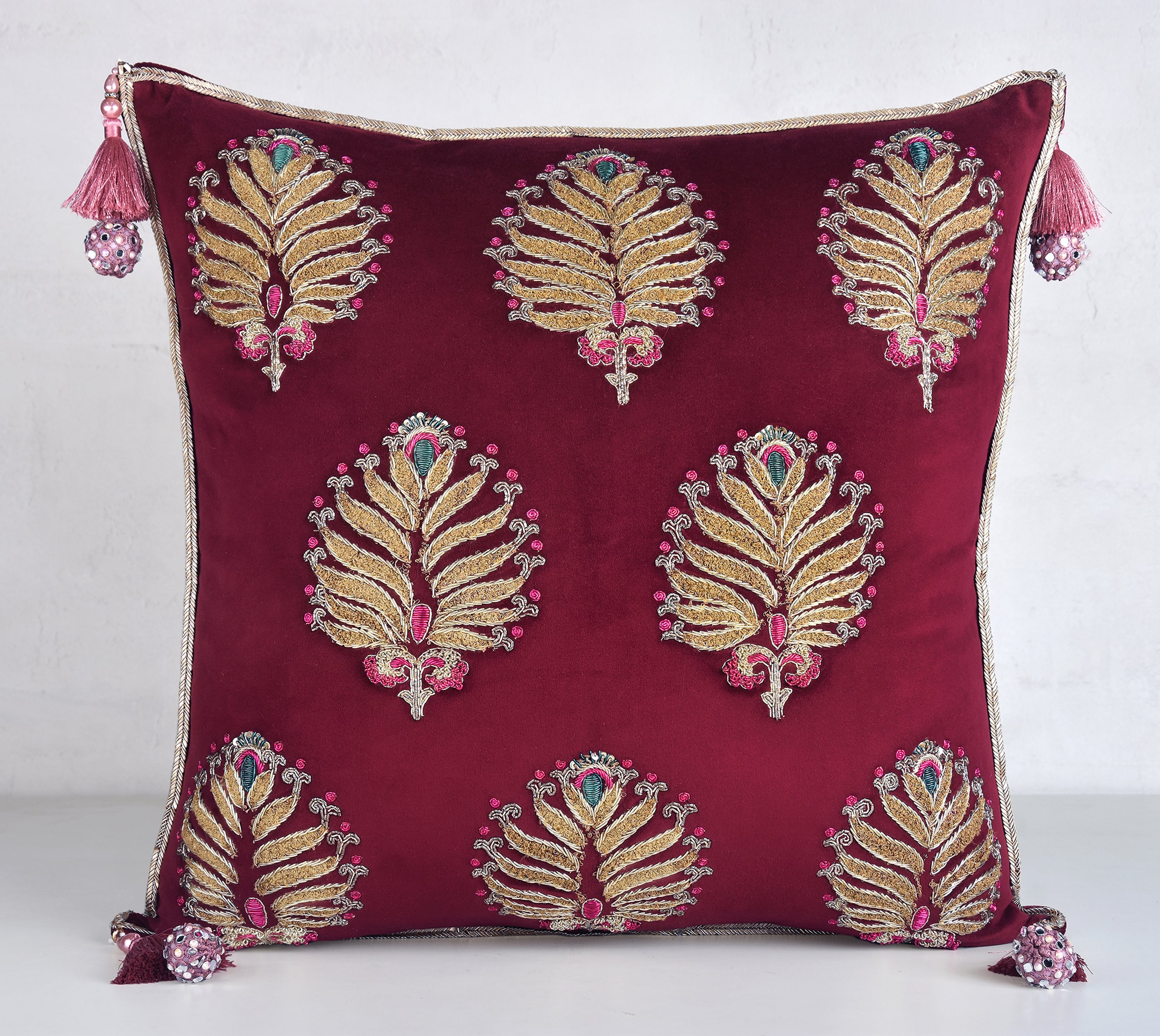 HERITAGE Burgandy velvet Cushion Cover