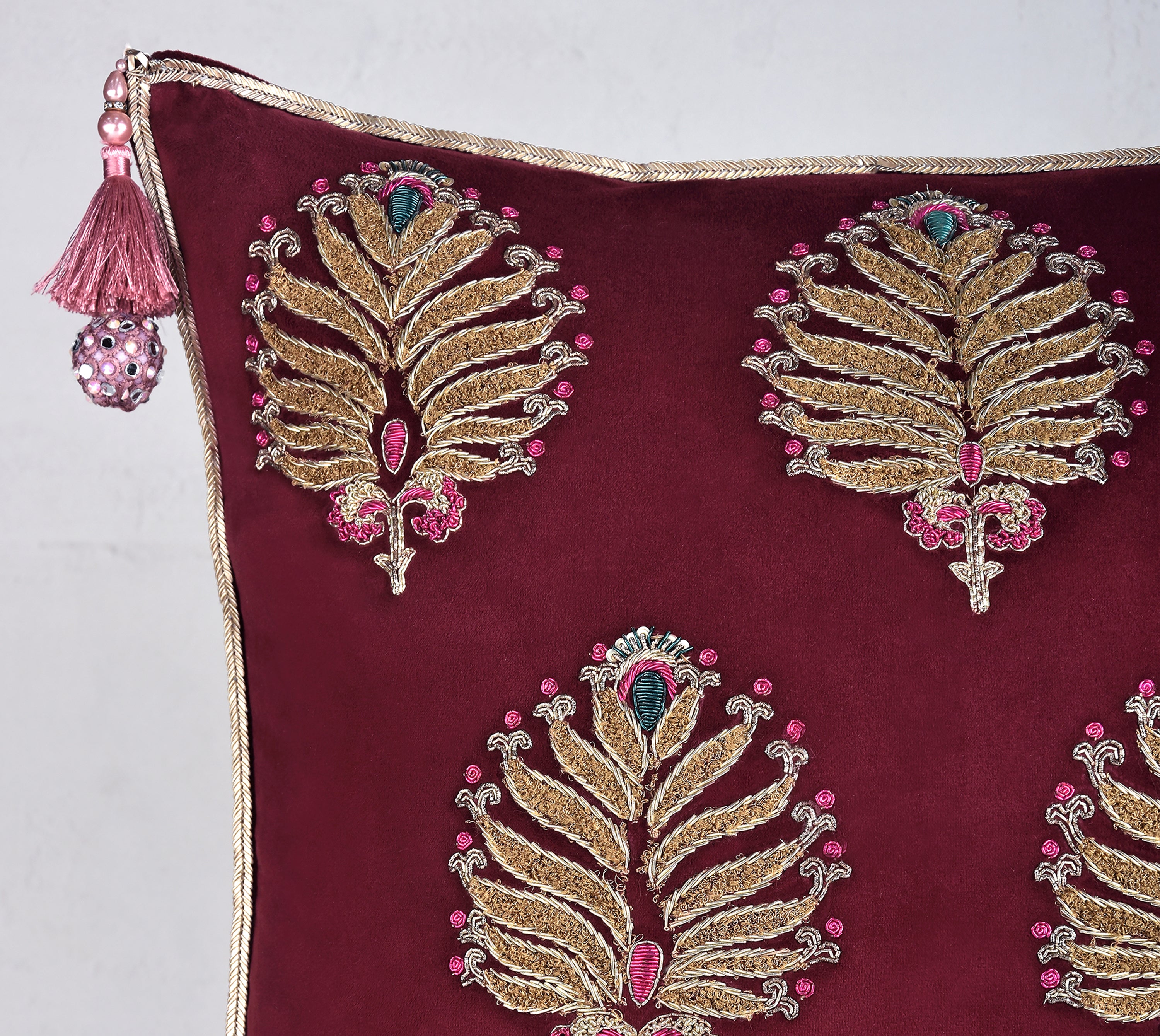 HERITAGE Burgandy velvet Cushion Cover