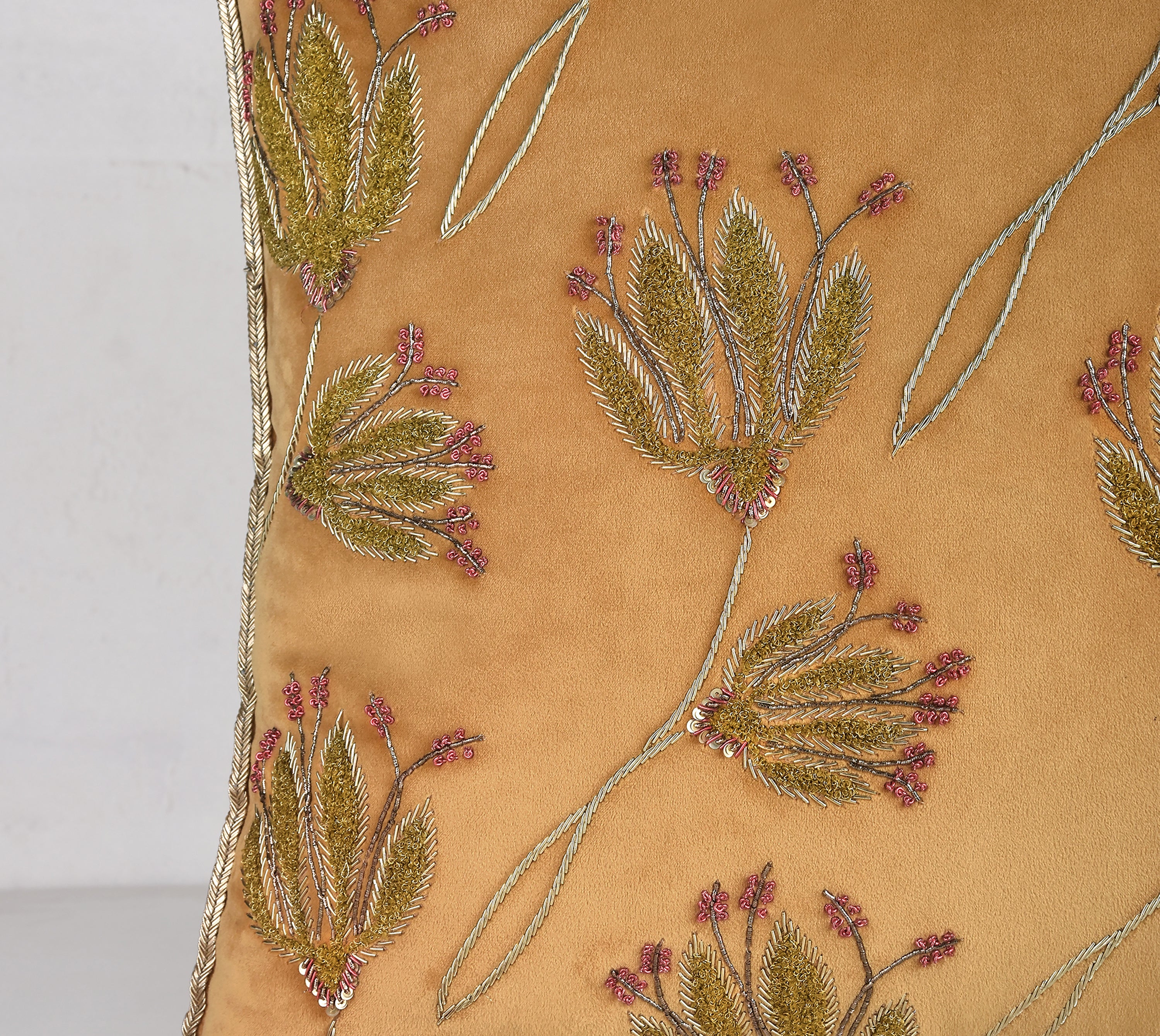 HERITAGE Yellow Velvet Cushion Cover