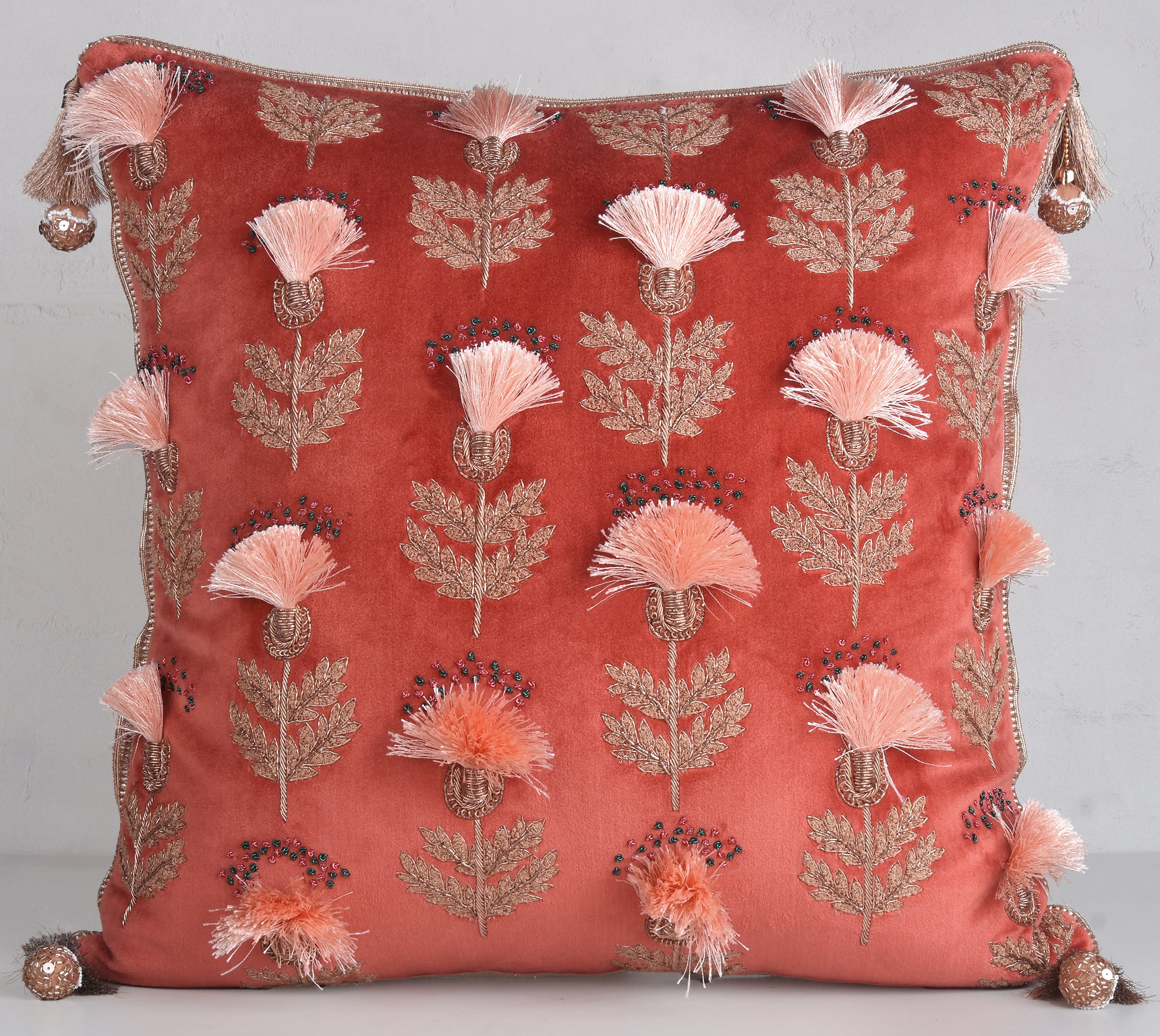 HERITAGE Coral Velvet Cushion Cover
