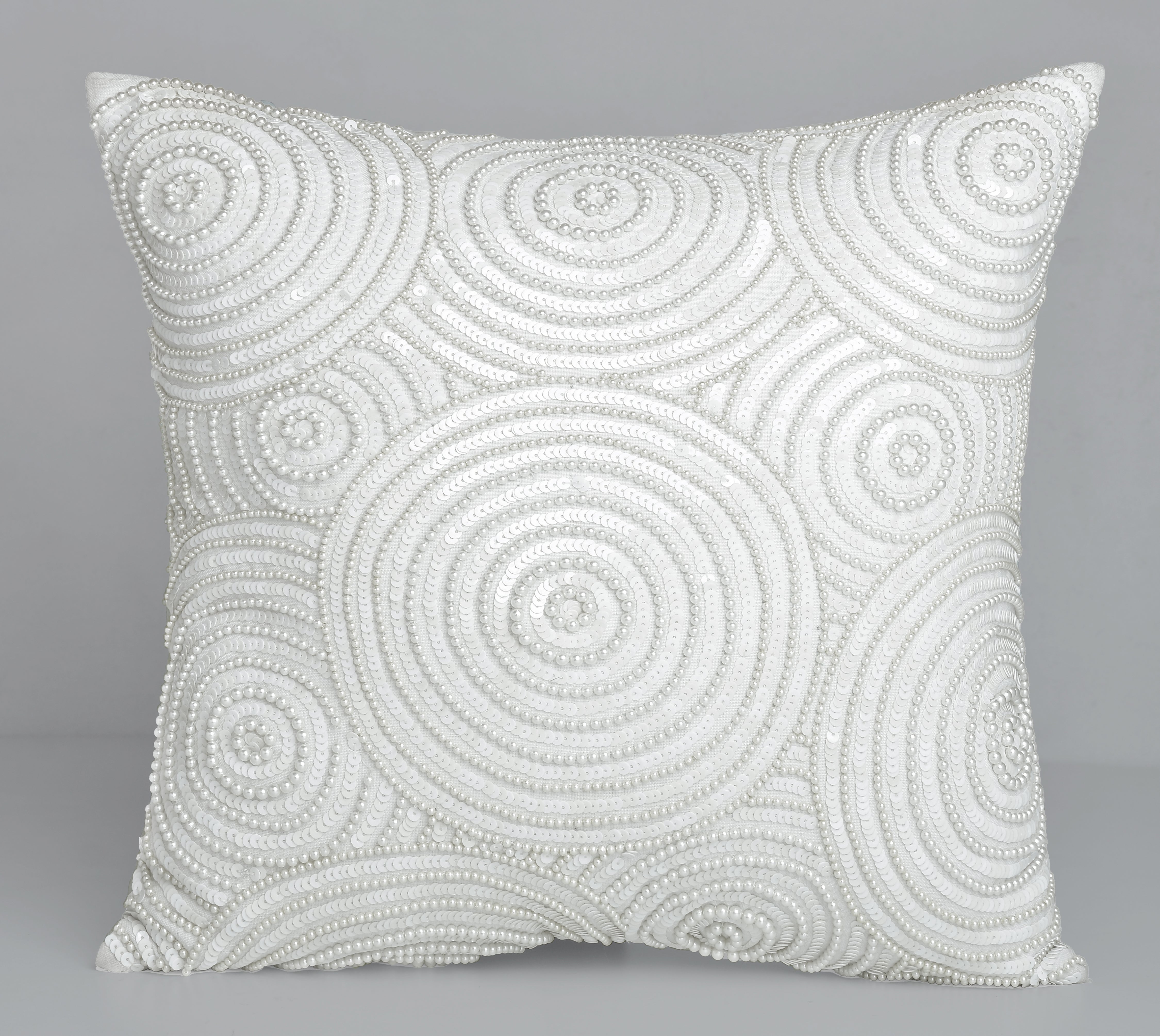 IRIS Off white Beaded Cushion Cover