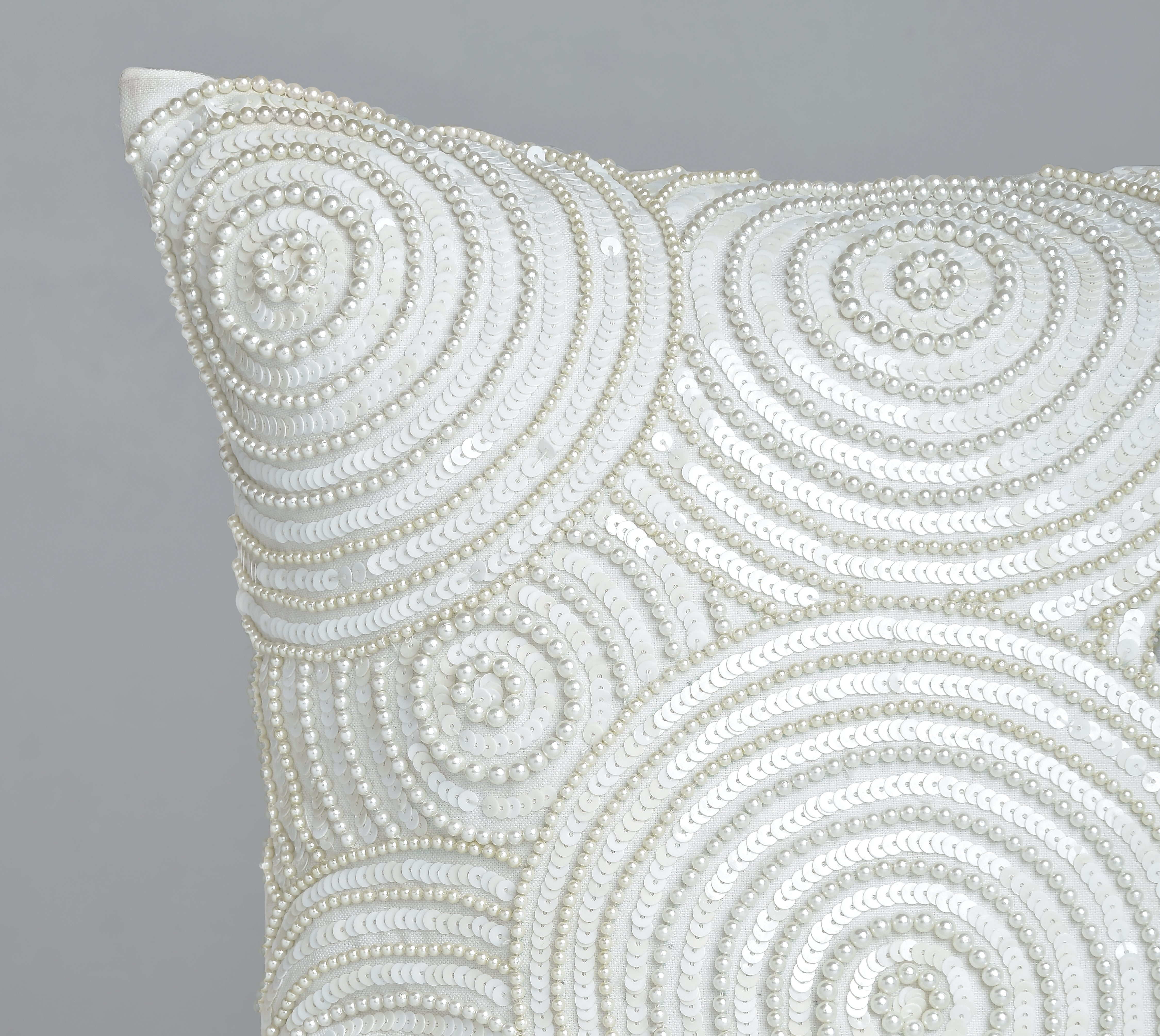 IRIS Off white Beaded Cushion Cover