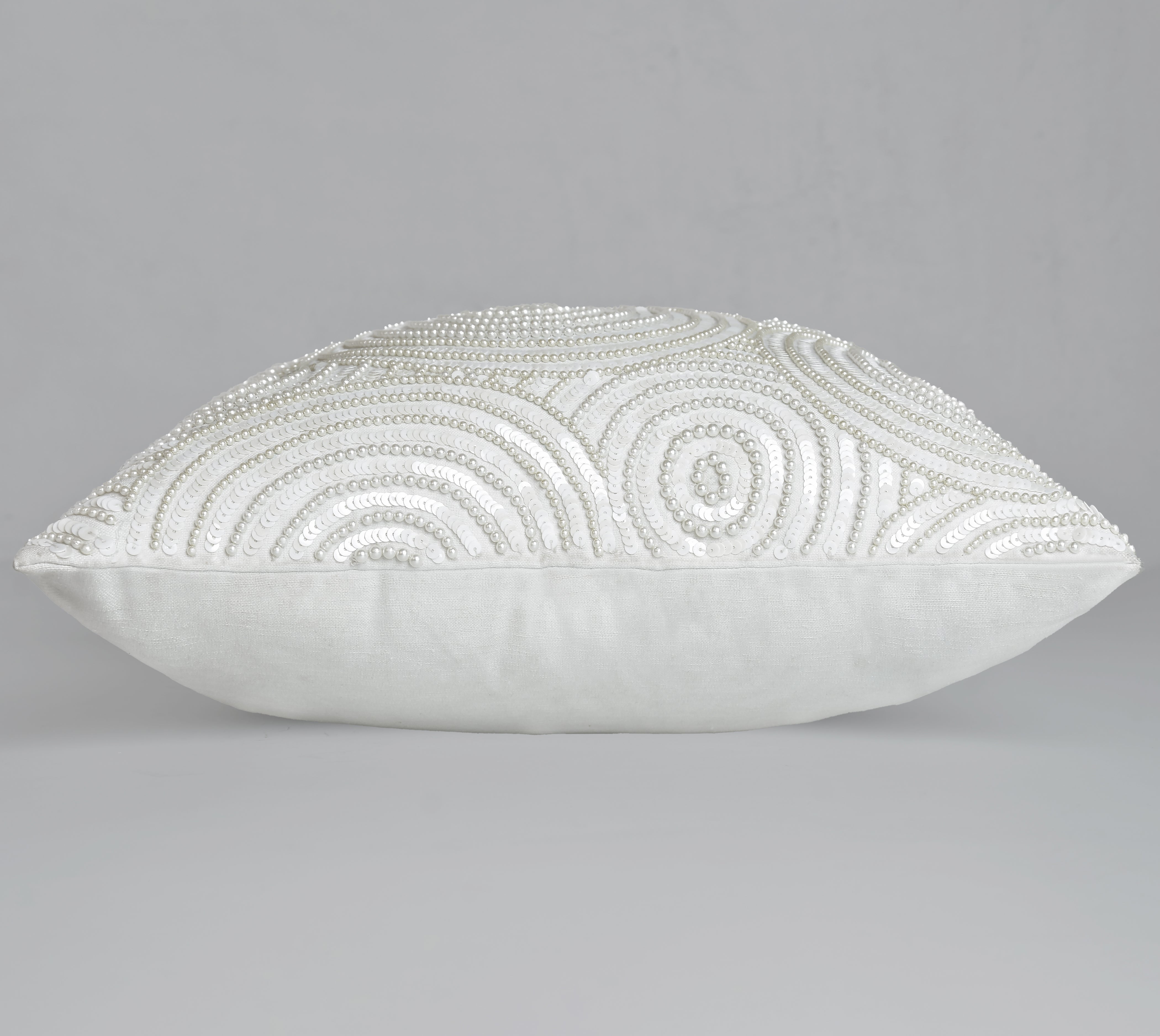 IRIS Off white Beaded Cushion Cover