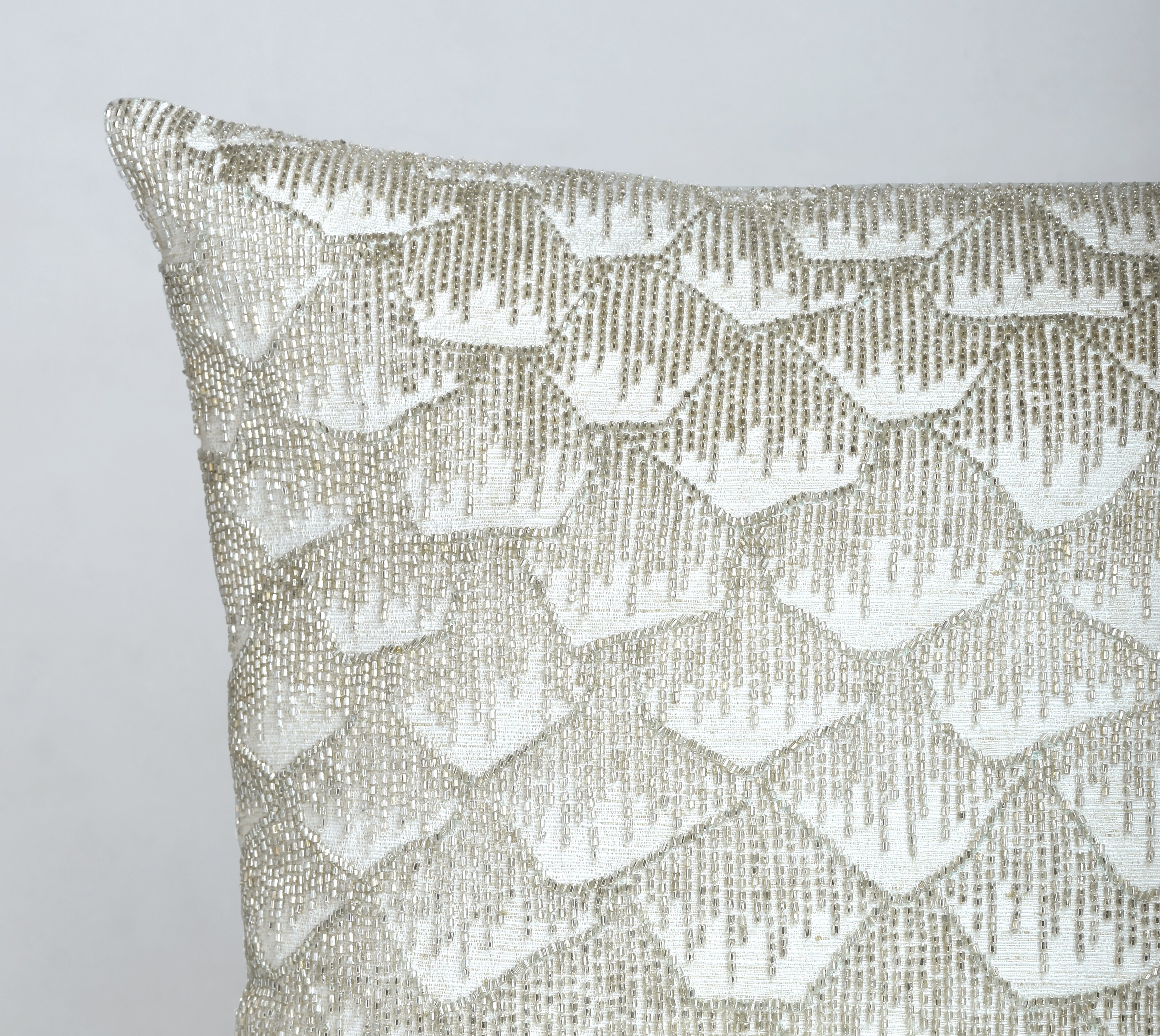 MEREDITH White Beaded Cushion Cover