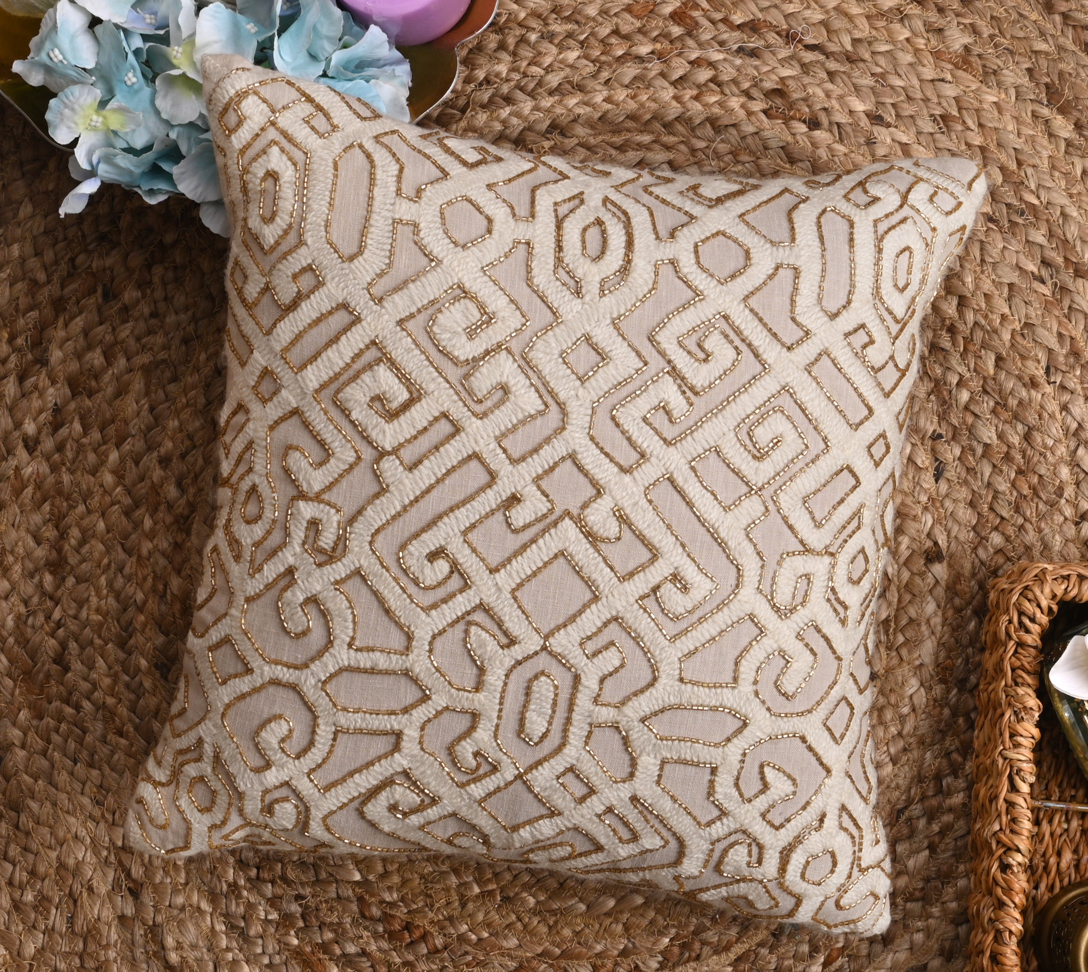 ISABELLA Beige Linen Cushion Cover