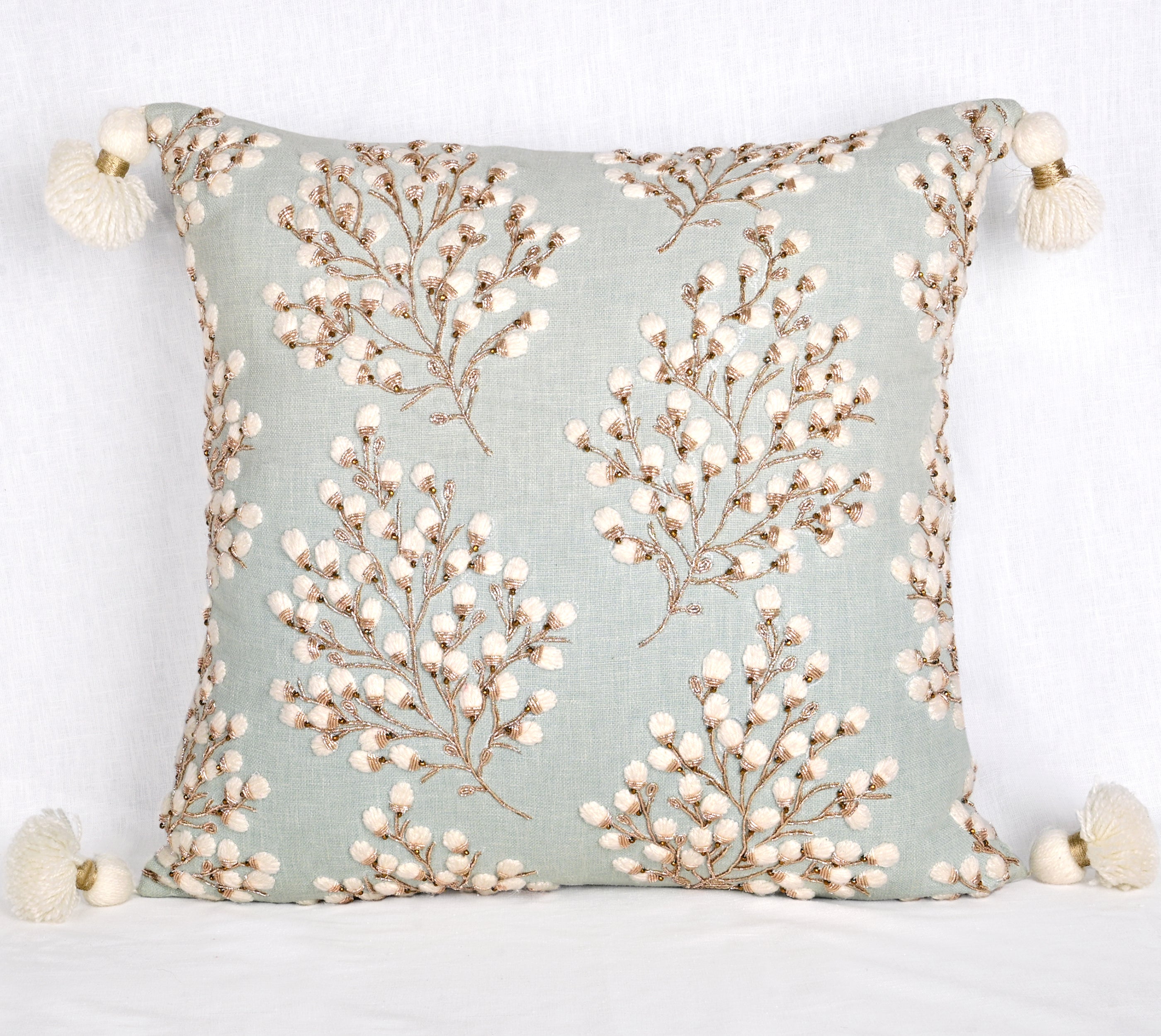 ISABELLA Mint Cotton Cushion Cover