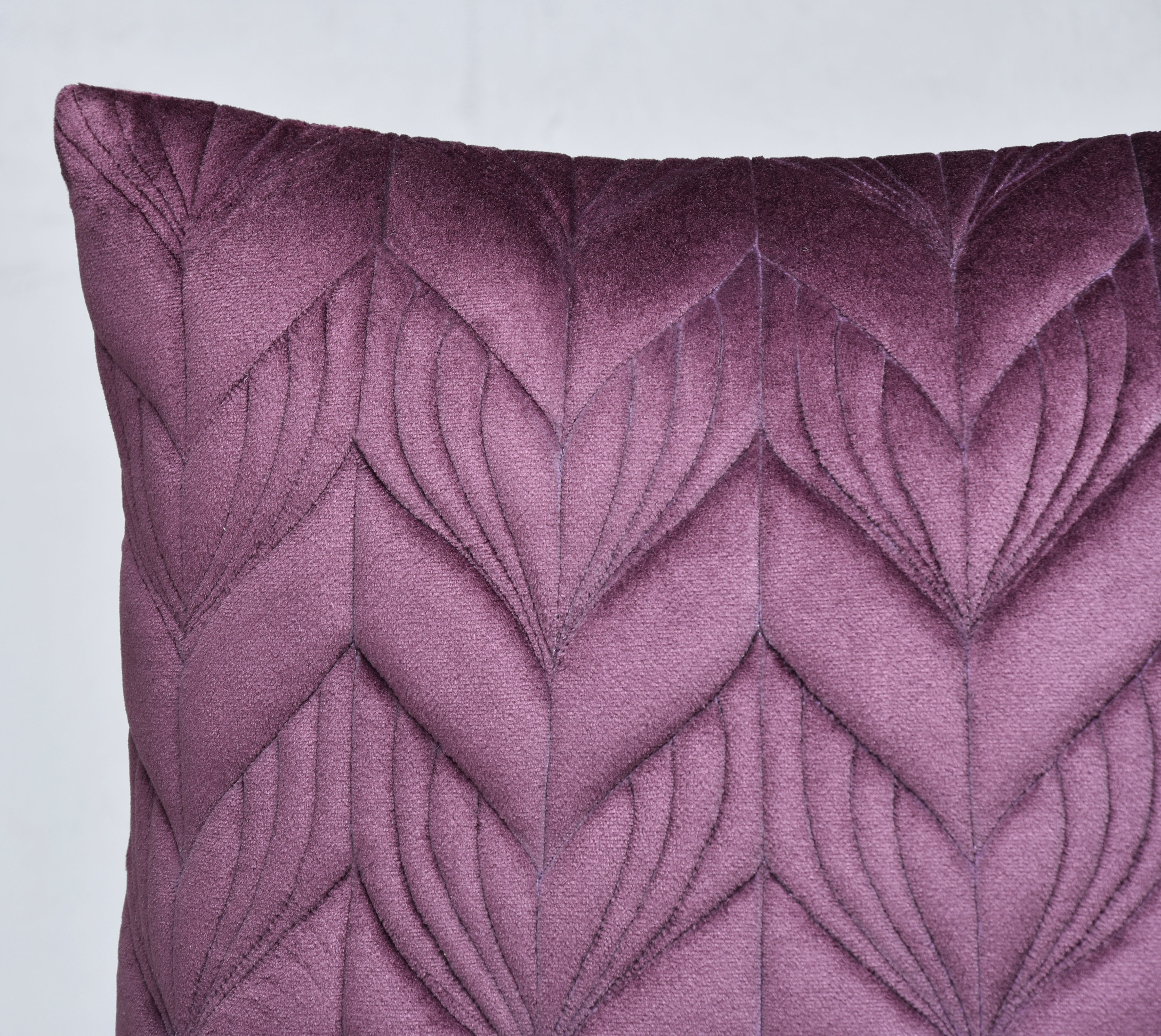 JASPER Purple Quilted Velvet Cushion Cover