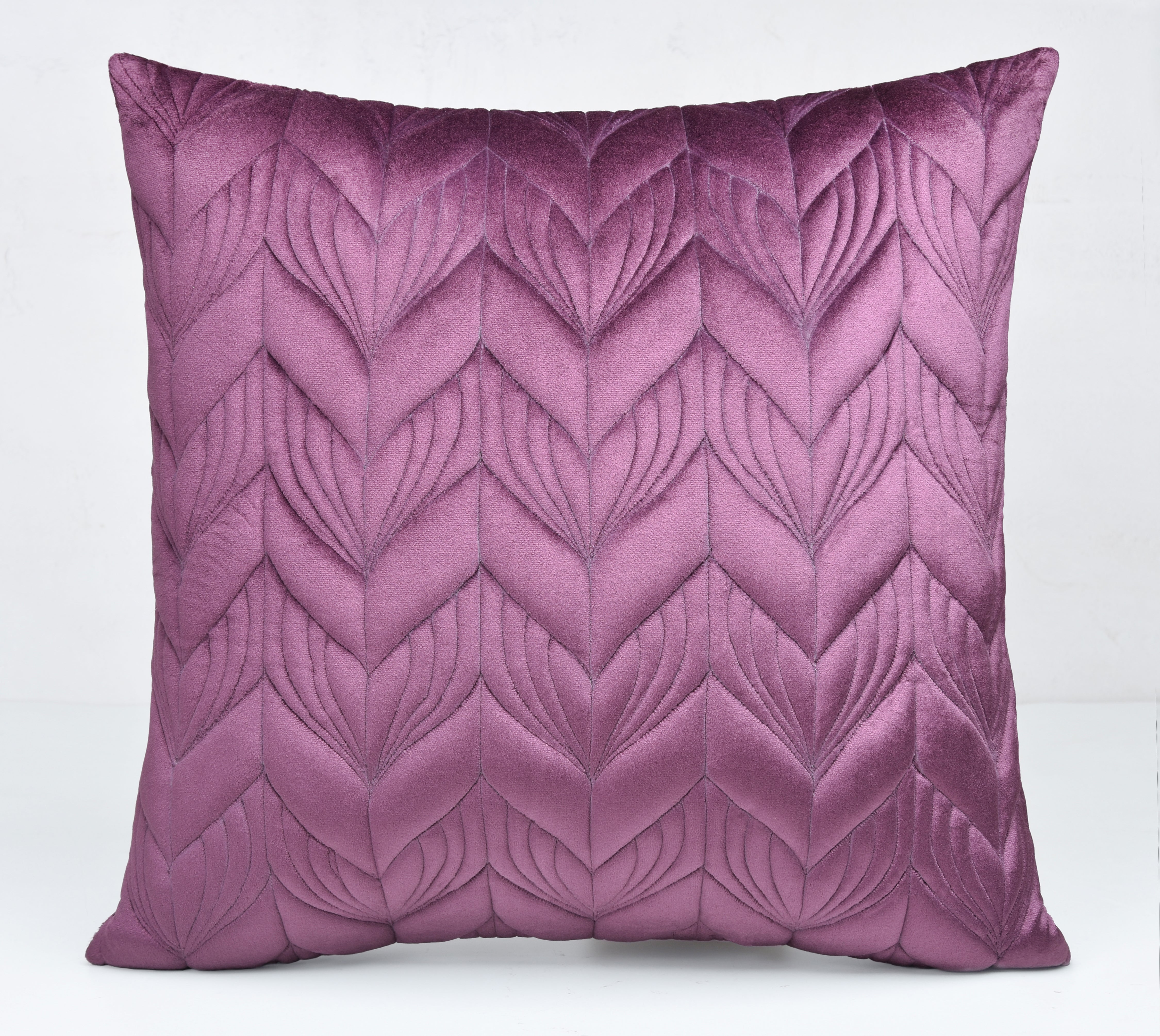 JASPER Purple Quilted Velvet Cushion Cover
