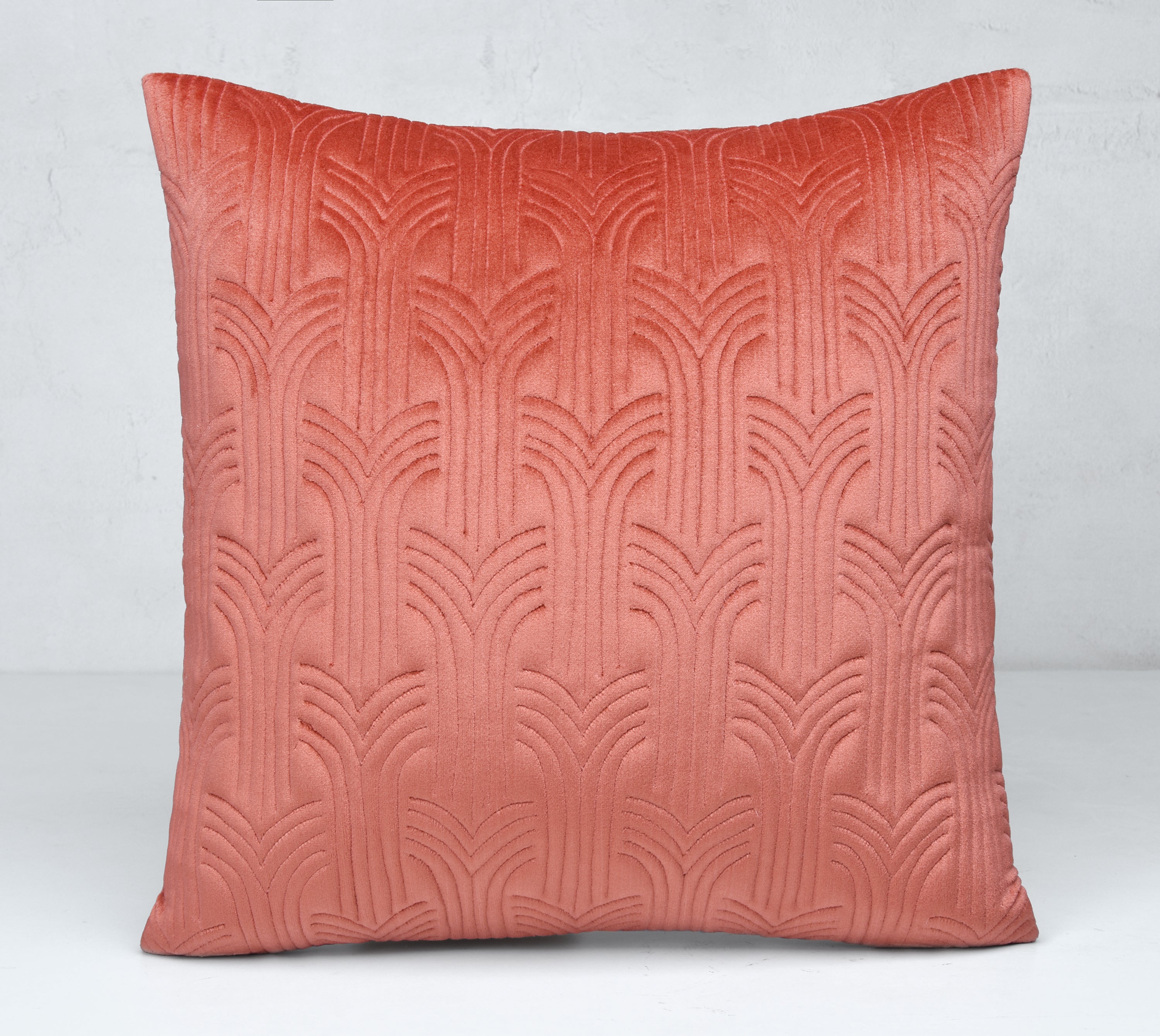 JASPER Coral Quilted Velvet Cushion Cover