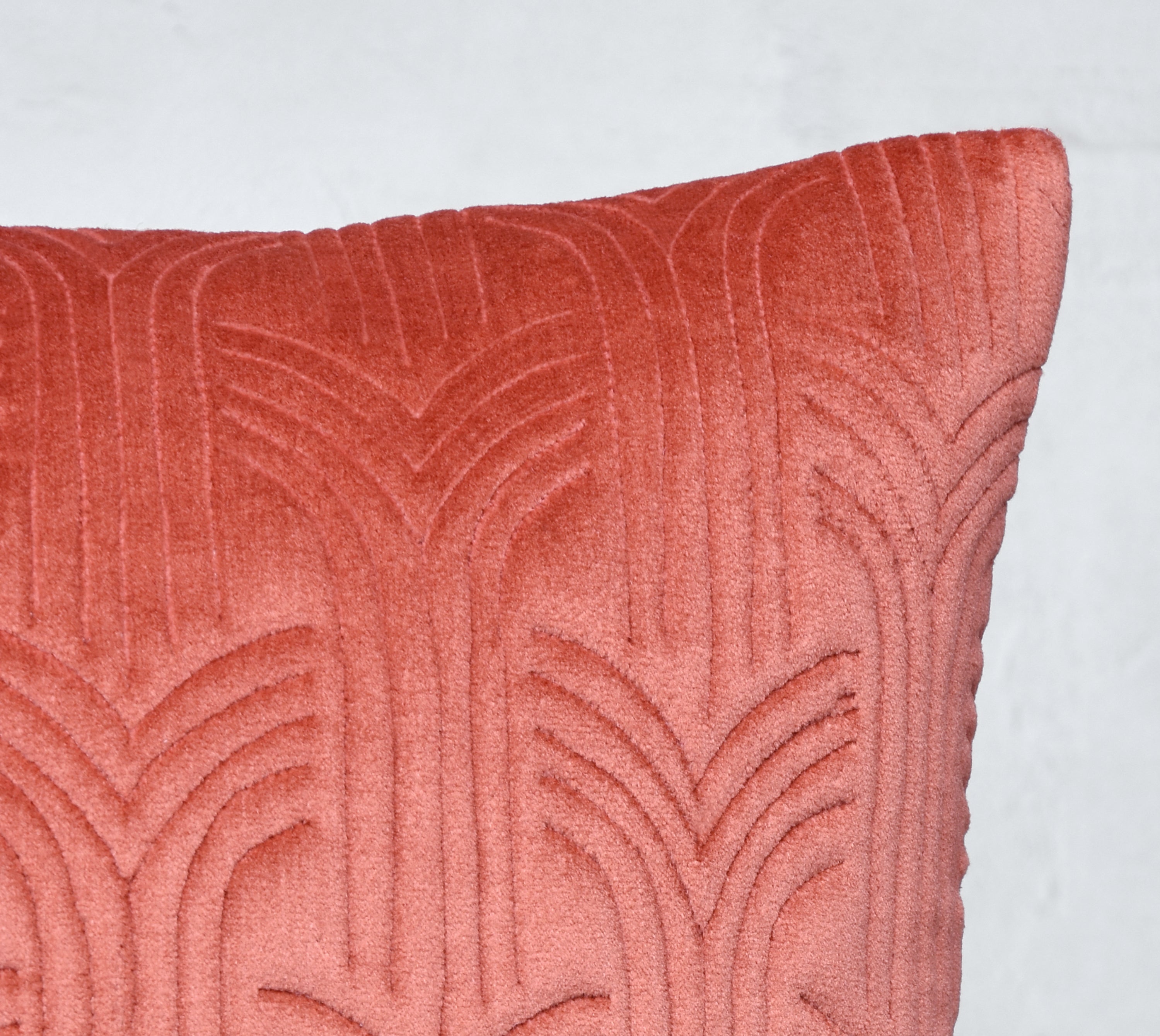JASPER Coral Quilted Velvet Cushion Cover