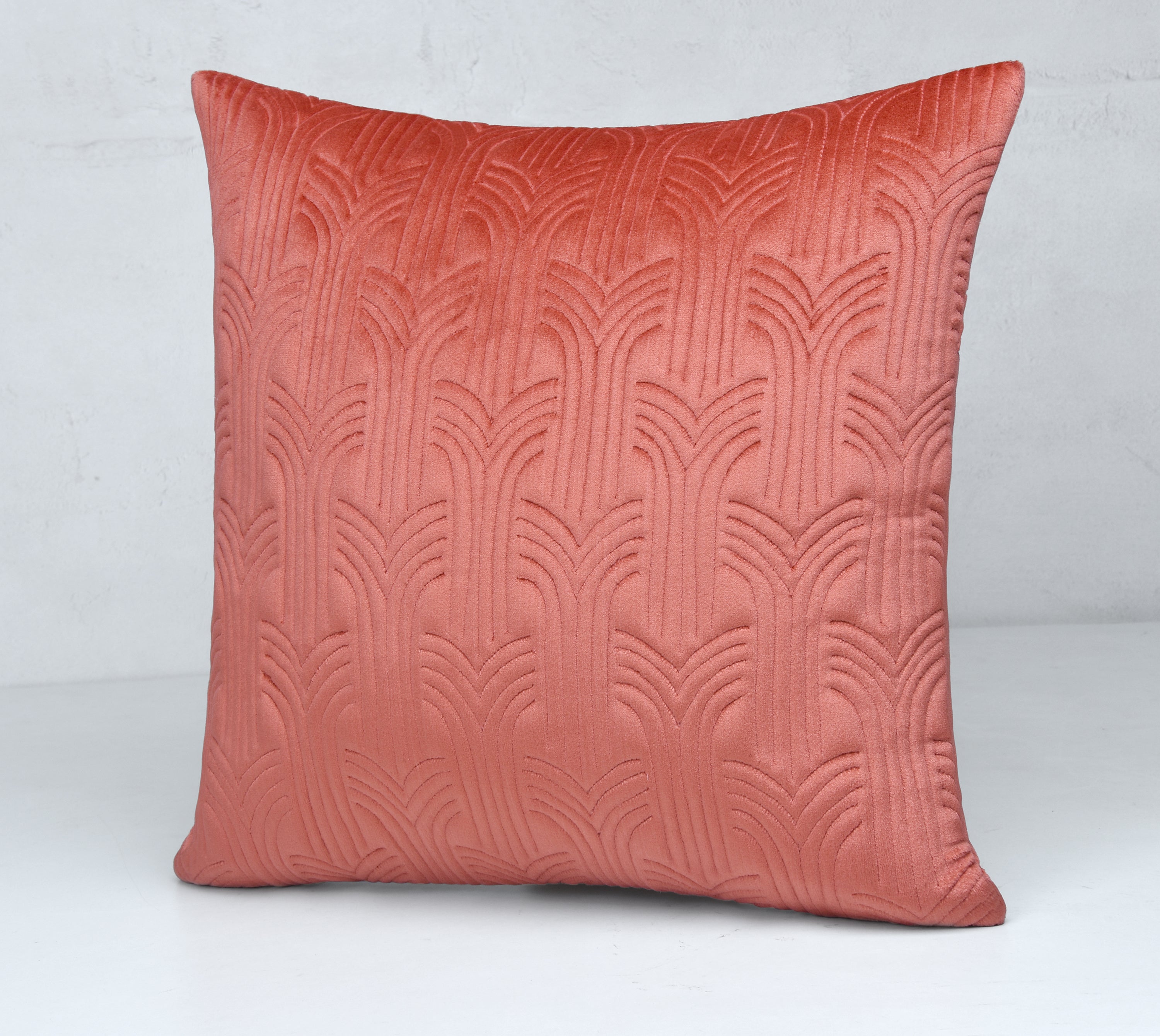 JASPER Coral Quilted Velvet Cushion Cover
