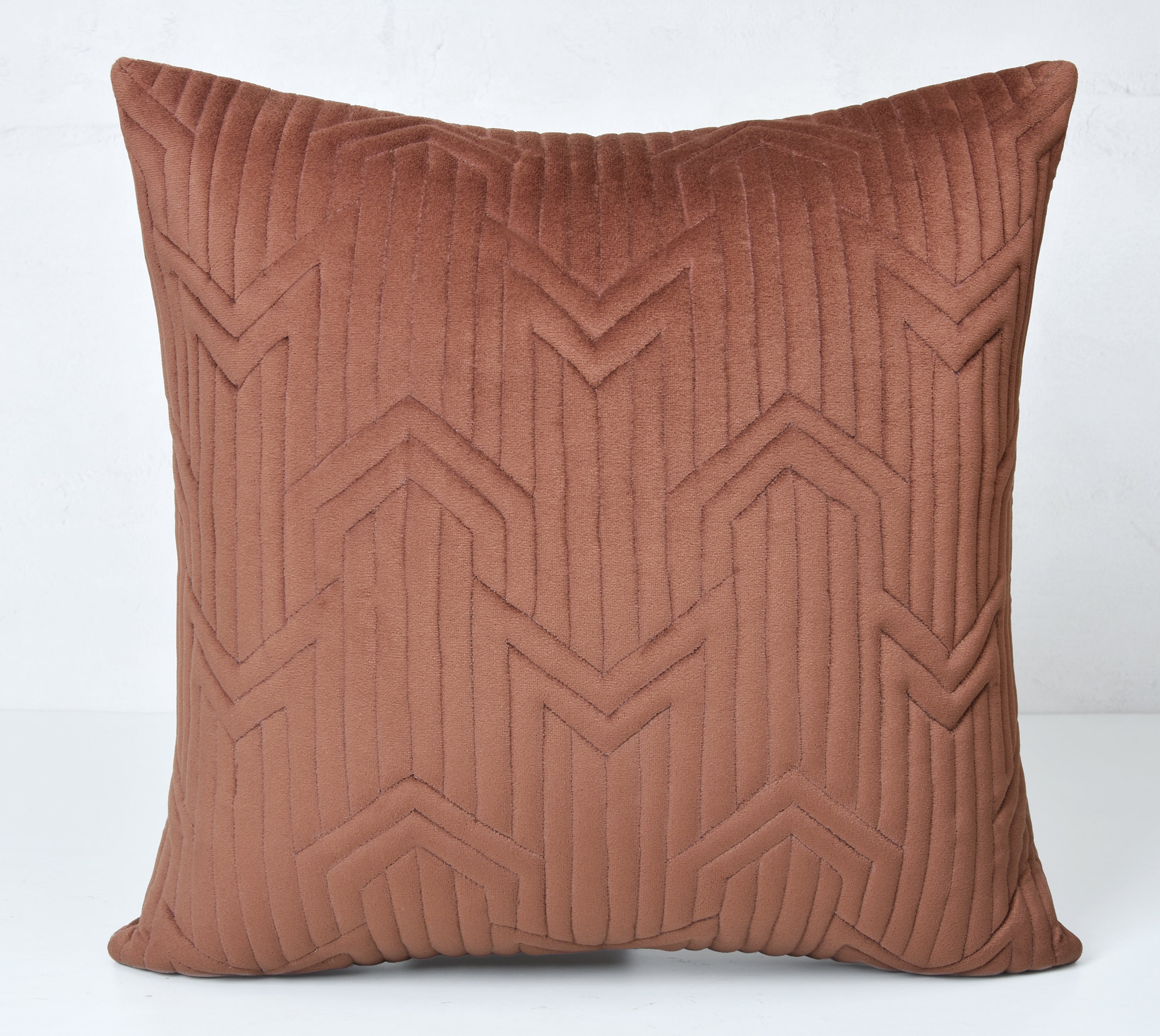 JASPER Rust Quilted Velvet Cushion Cover