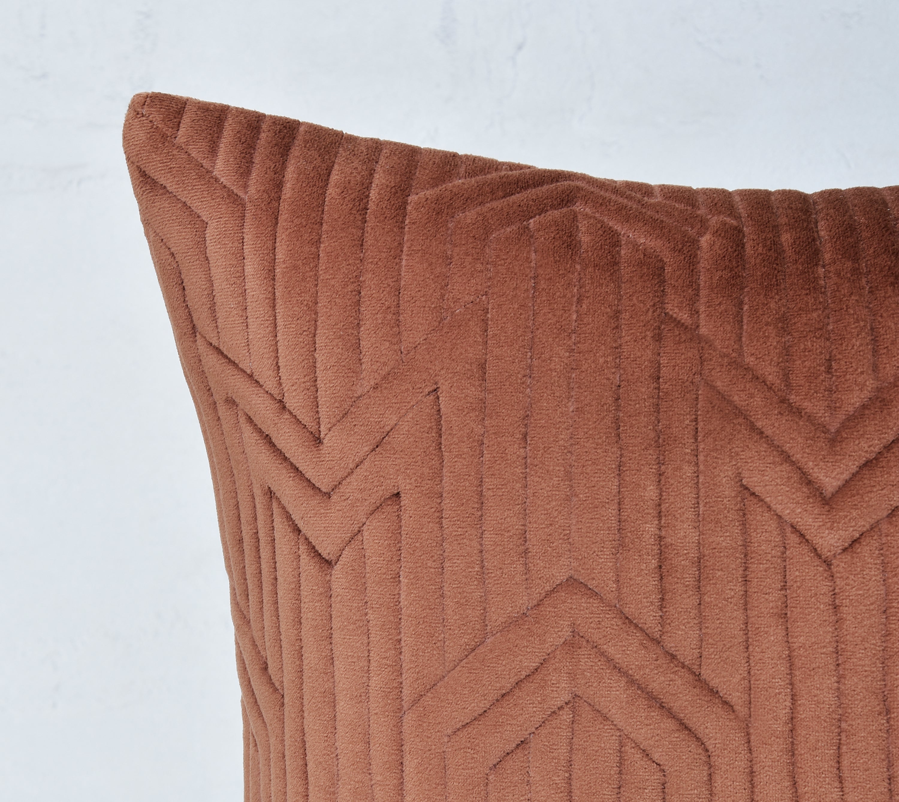 JASPER Rust Quilted Velvet Cushion Cover
