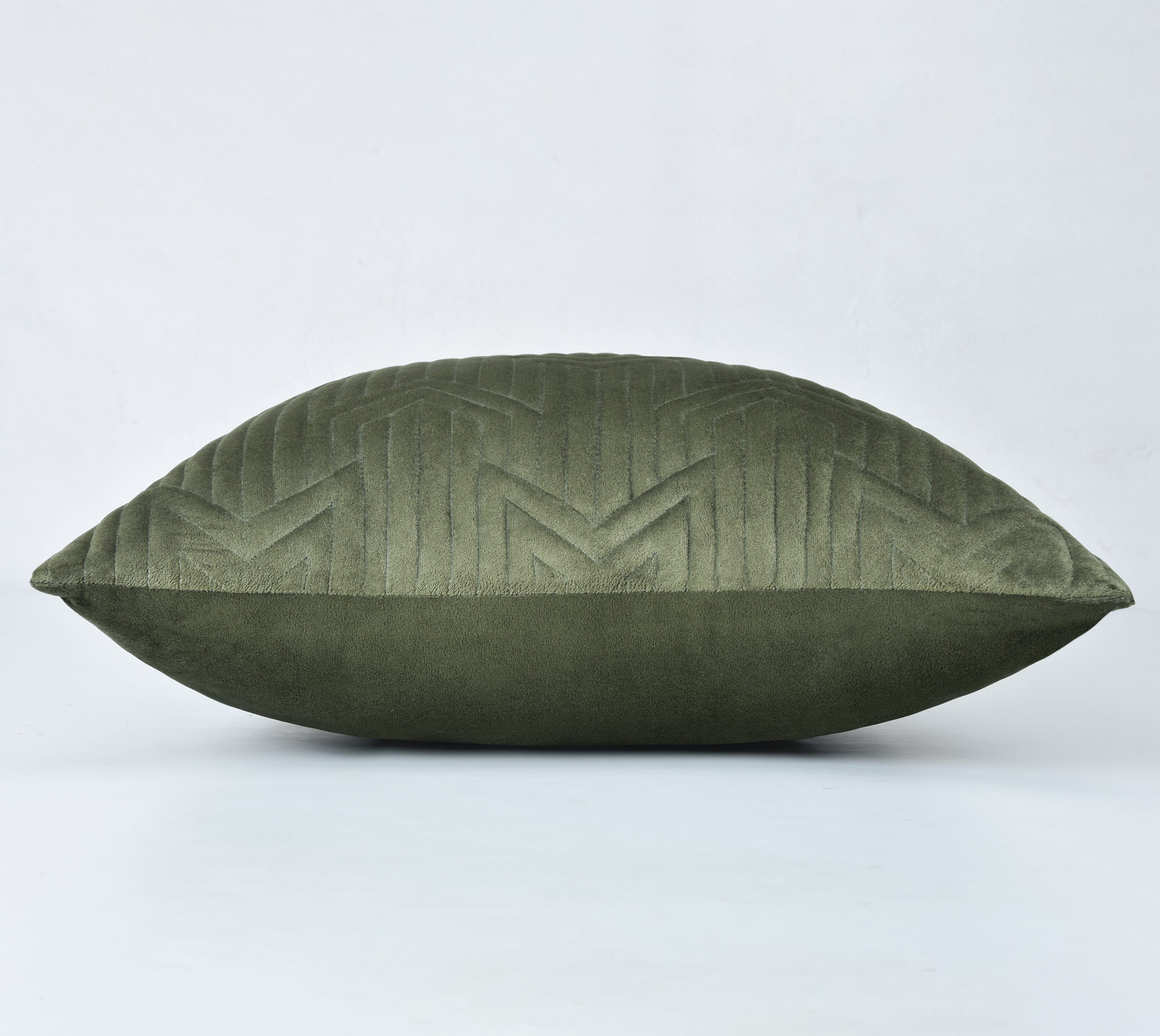 JASPER Green Quilted velvet Cushion Cover