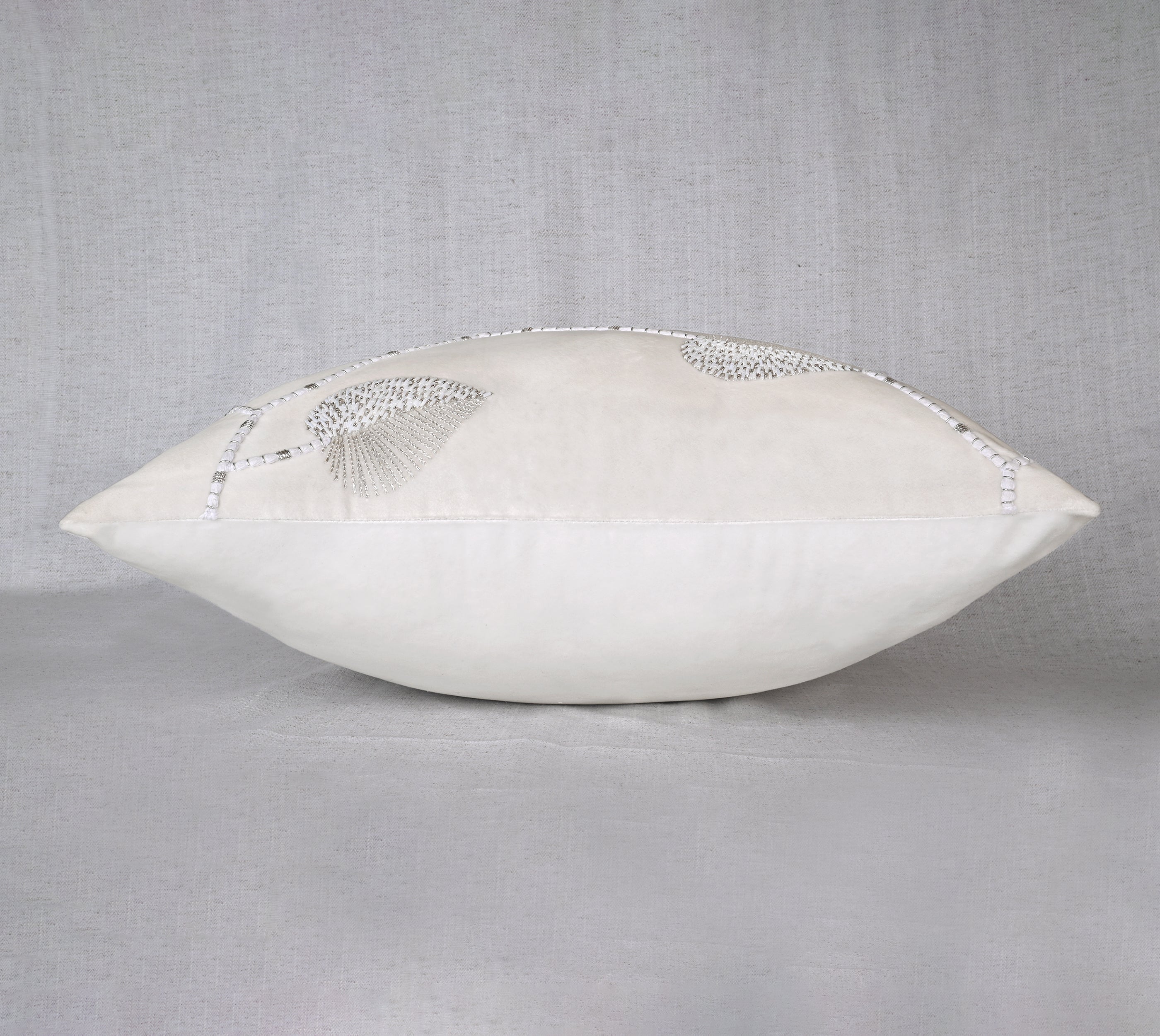DECORAH WHITE Velvet Beaded Cushion Cover
