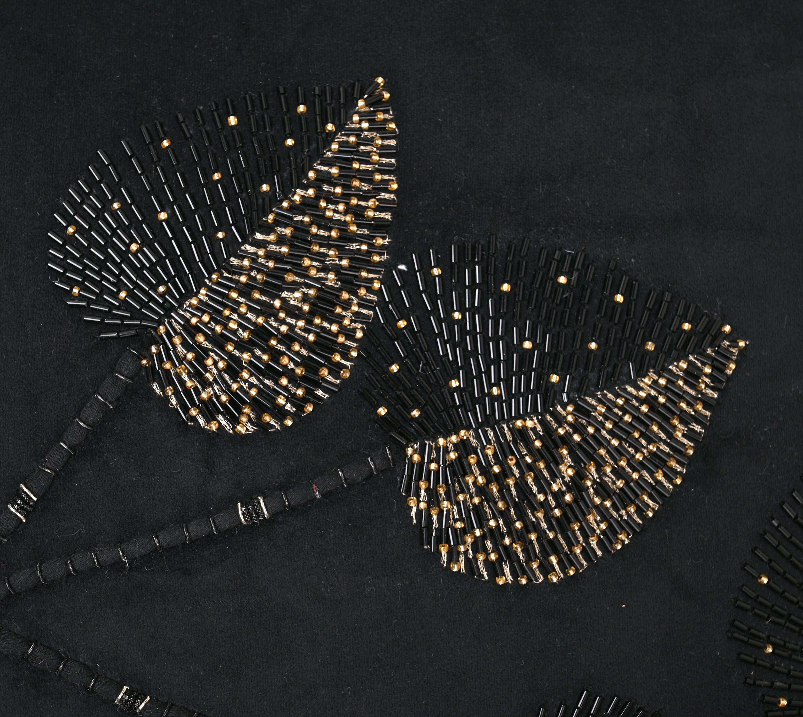 DECORAH BLACK Velvet Beaded Cushion Cover