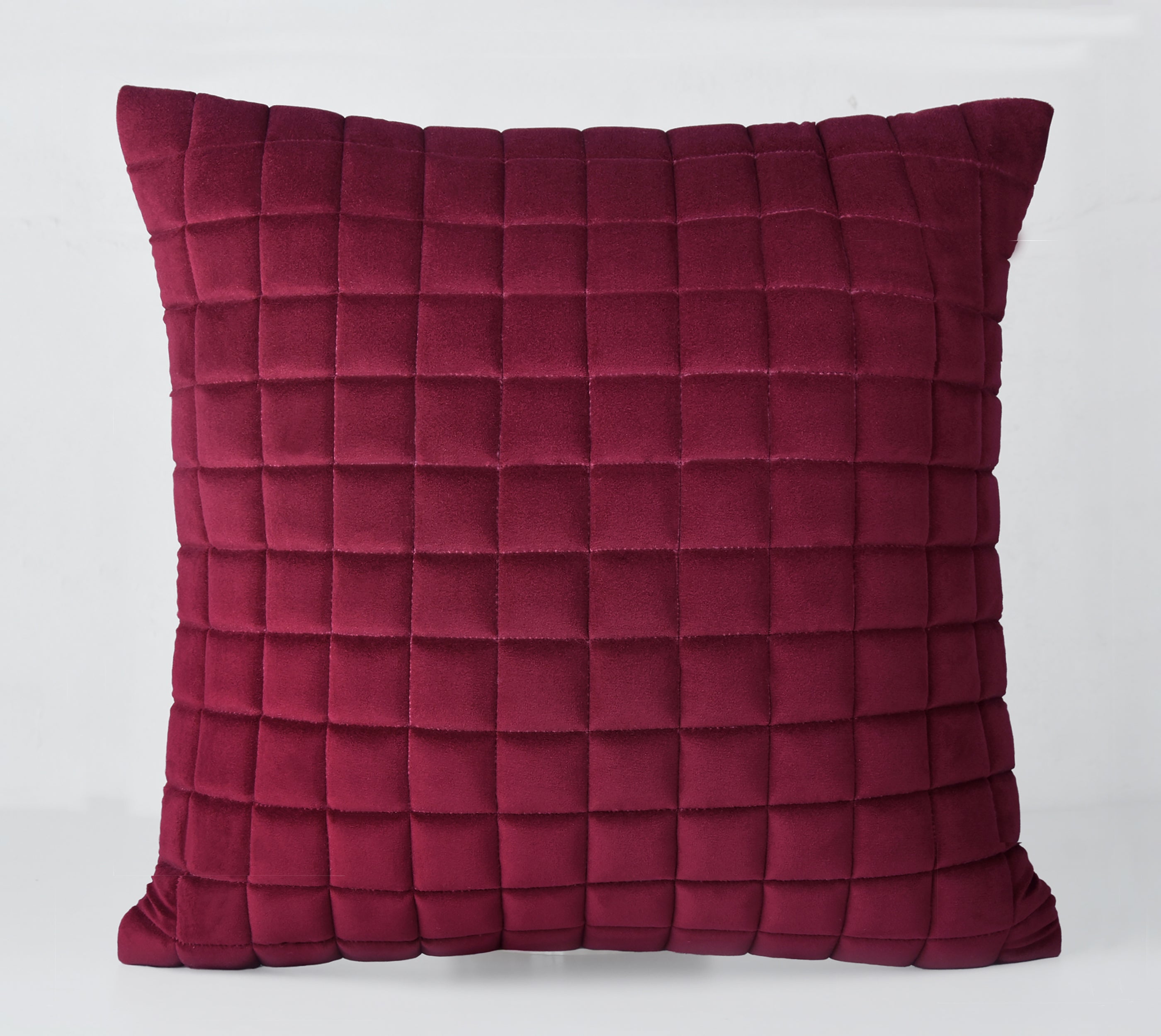 MATRIX Burgundy Quilted Velvet Cushion Cover