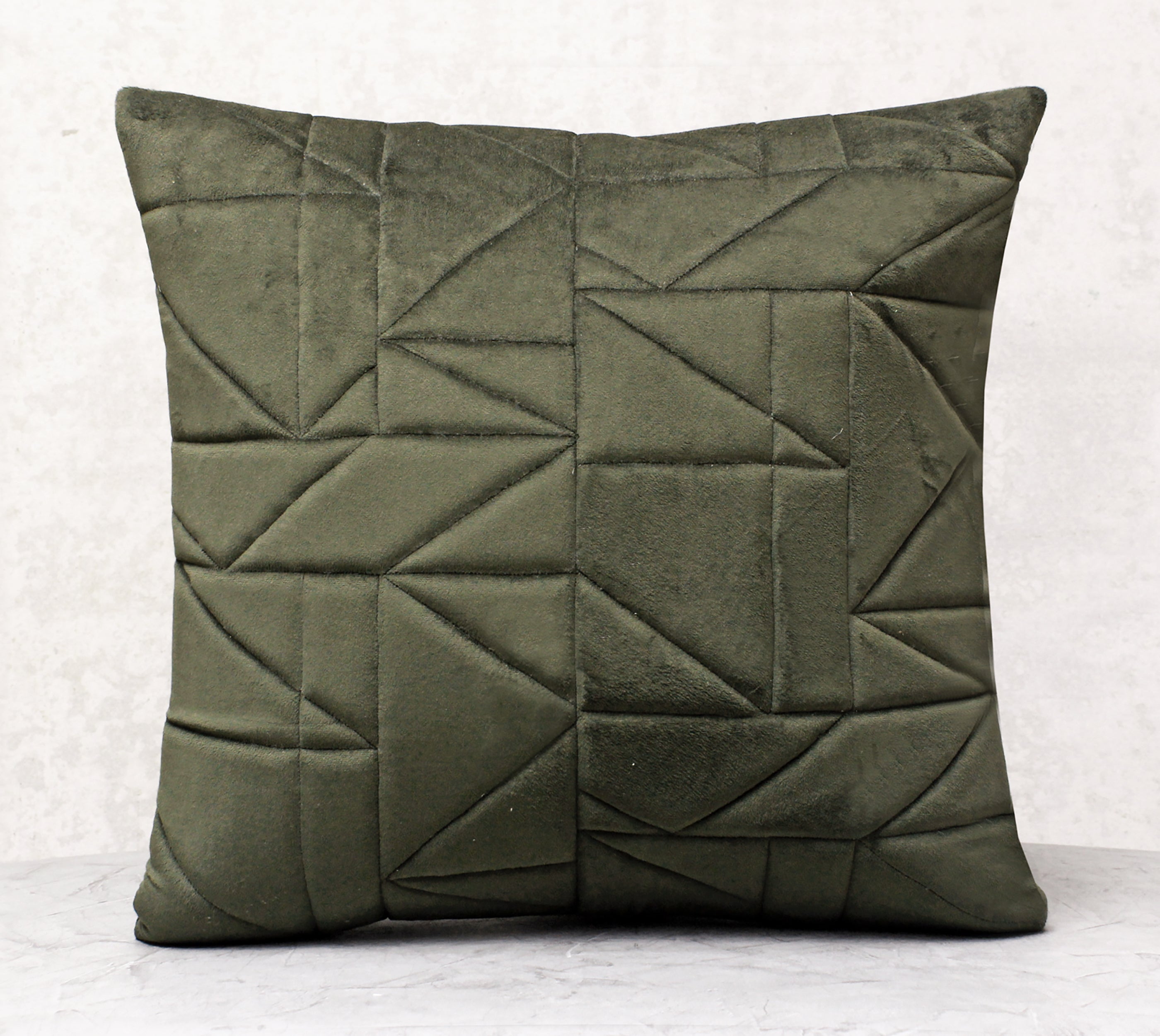 JASPER Green Quilted Velvet Cushion Cover
